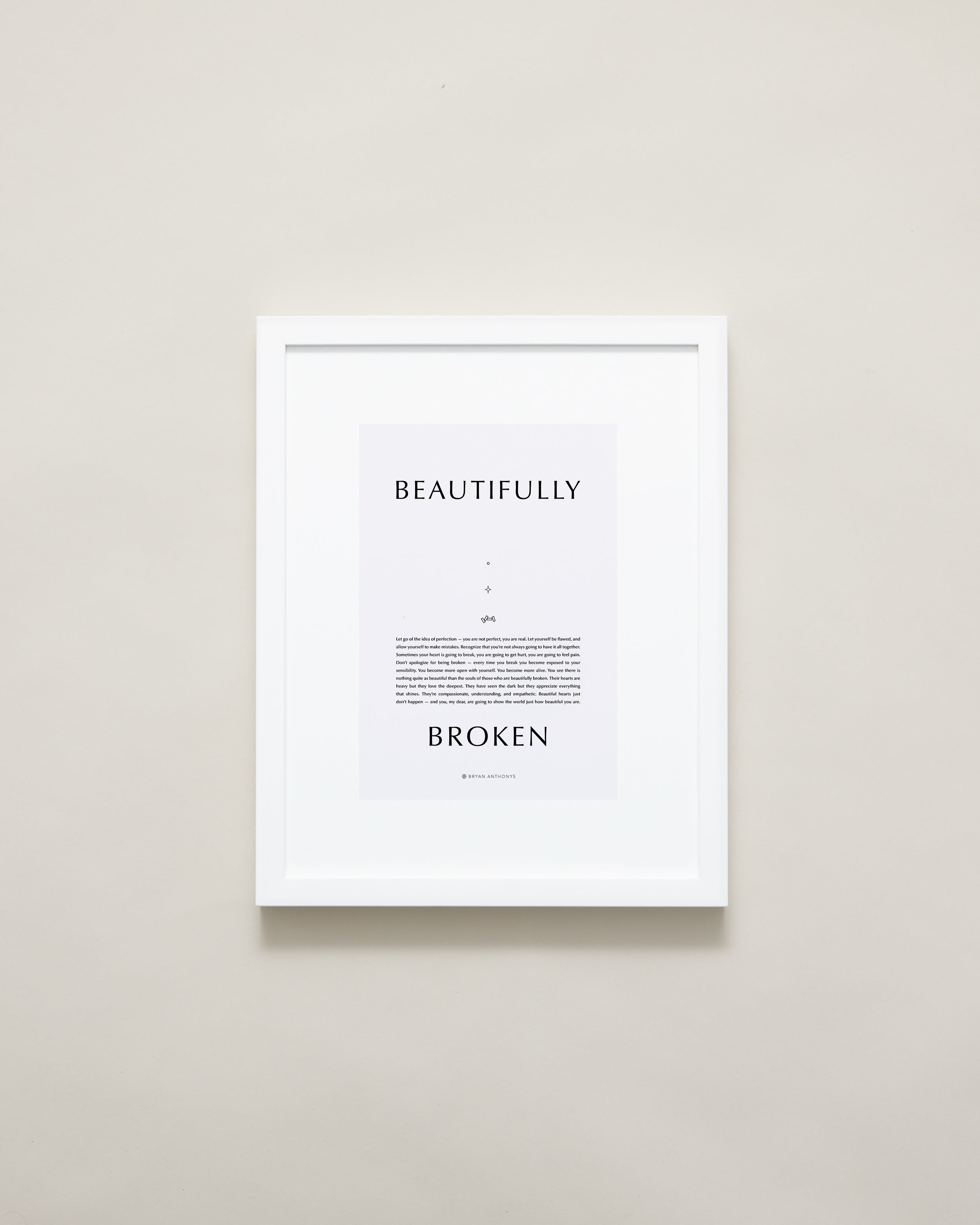 Bryan Anthonys Home Decor Purposeful Prints Beautifully Broken Iconic Framed Print White Frame Gray Art 11x14