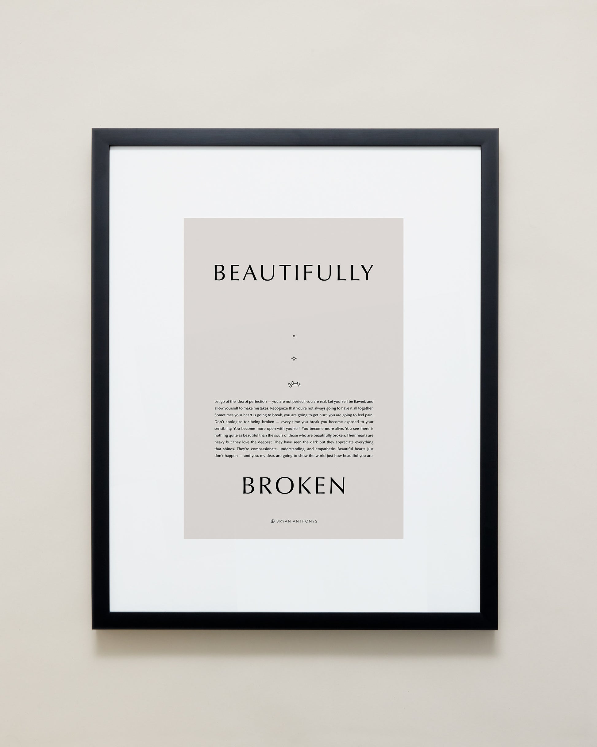Bryan Anthonys Home Decor Purposeful Prints Beautifully Broken Iconic Framed Print Black Frame Tan Art 16x20