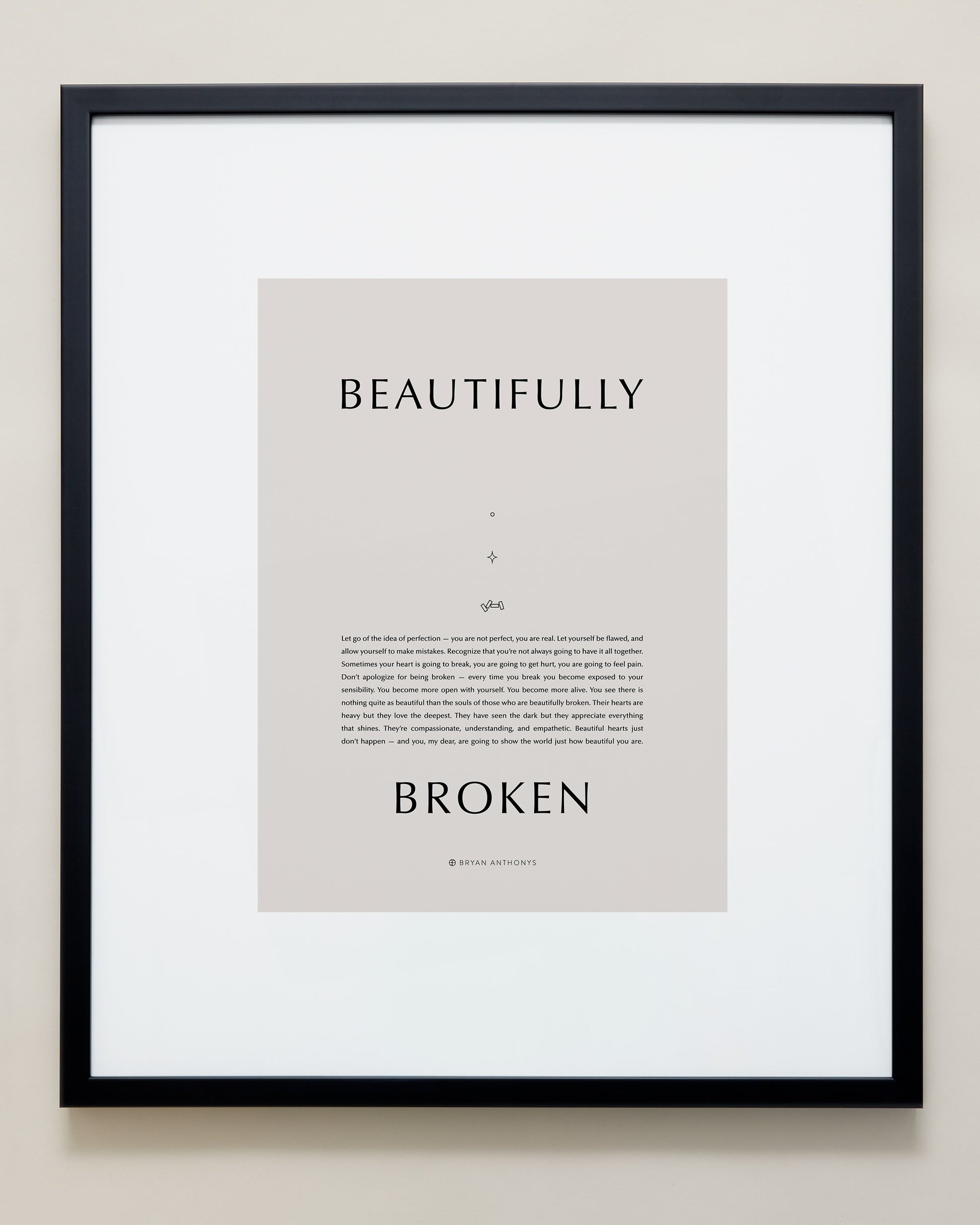Bryan Anthonys Home Decor Purposeful Prints Beautifully Broken Iconic Framed Print Black Frame Tan Art 20x24