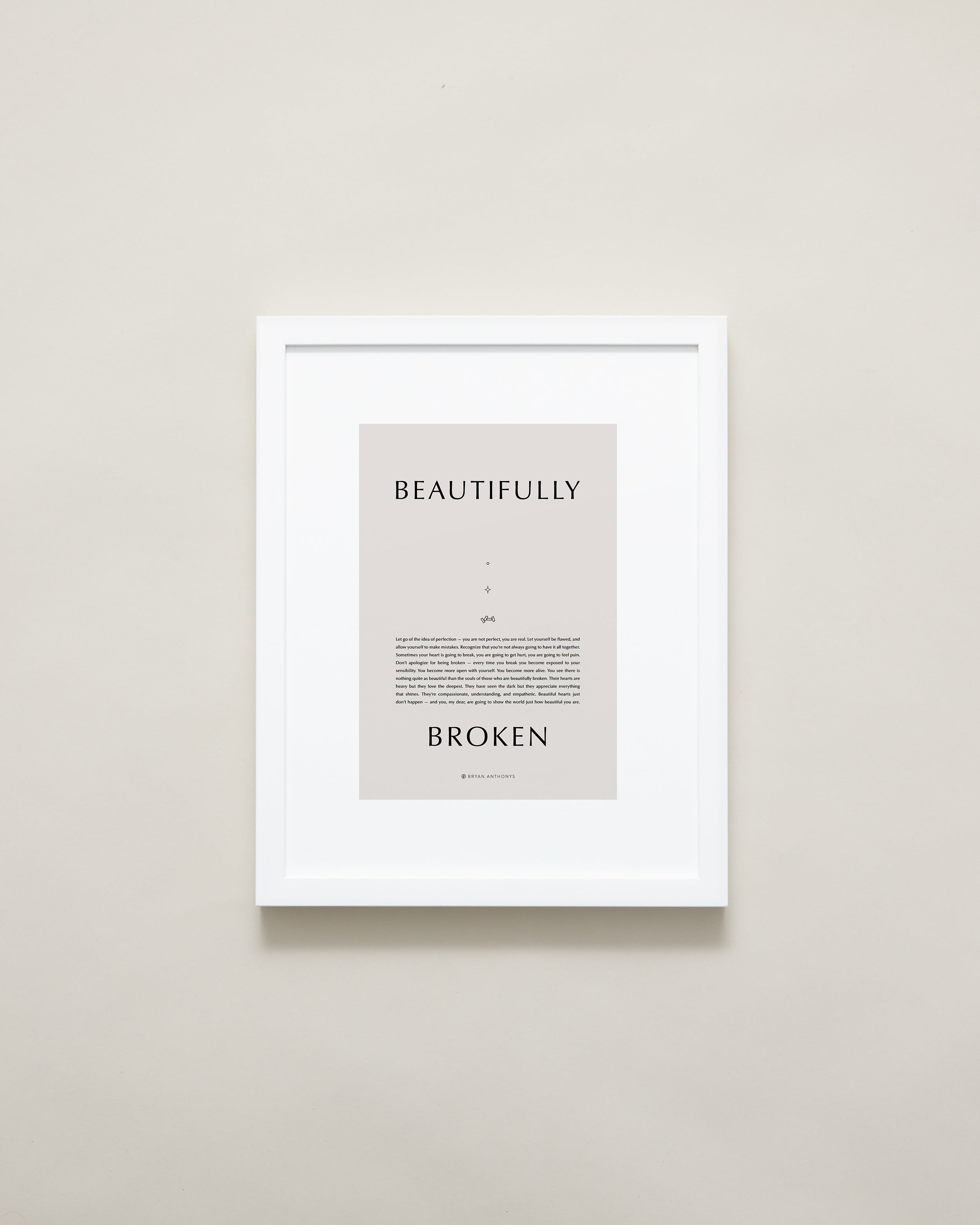 Bryan Anthonys Home Decor Purposeful Prints Beautifully Broken Iconic Framed Print White Frame Tan Art 11x14