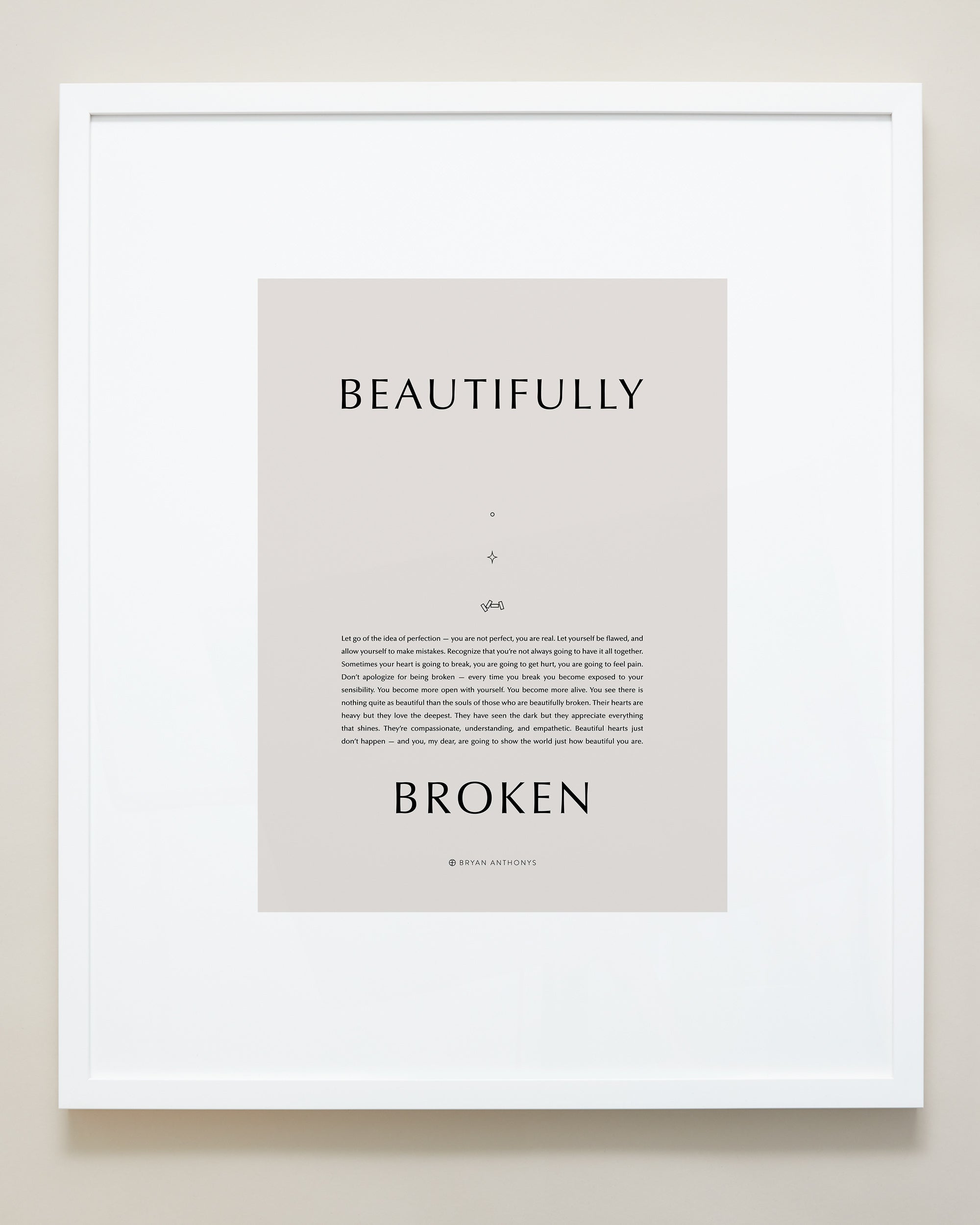 Bryan Anthonys Home Decor Purposeful Prints Beautifully Broken Iconic Framed Print White Frame Tan Art 20x24