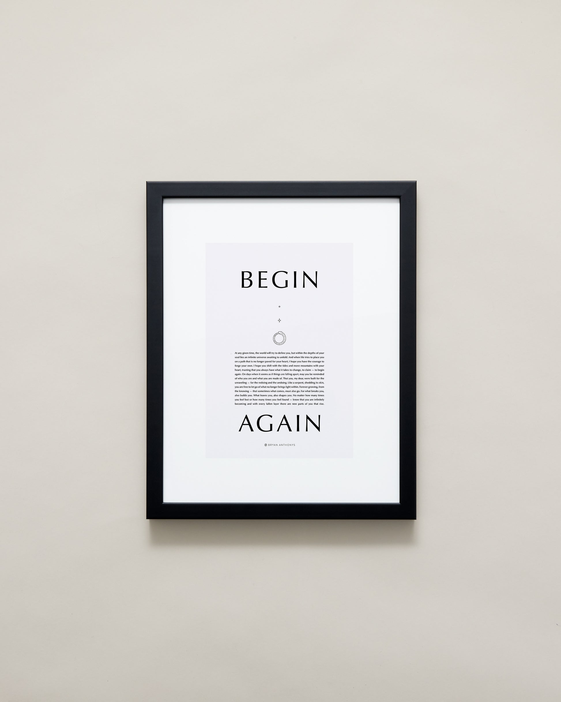 Bryan Anthonys Purposeful Prints Begin Again Iconic Framed Print Black with Gray 11x14