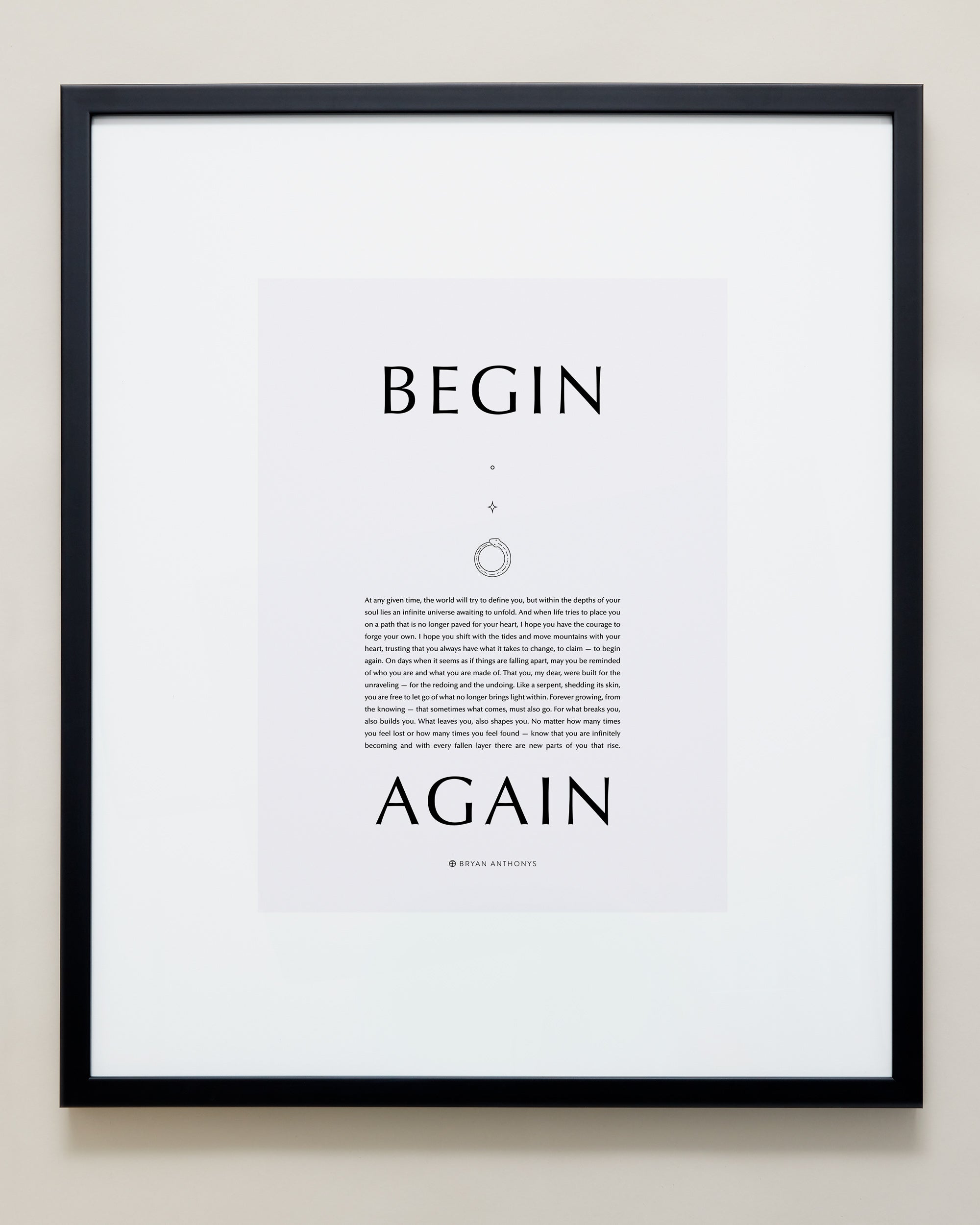 Bryan Anthonys Purposeful Prints Begin Again Iconic Framed Print Black With Gray 20x24