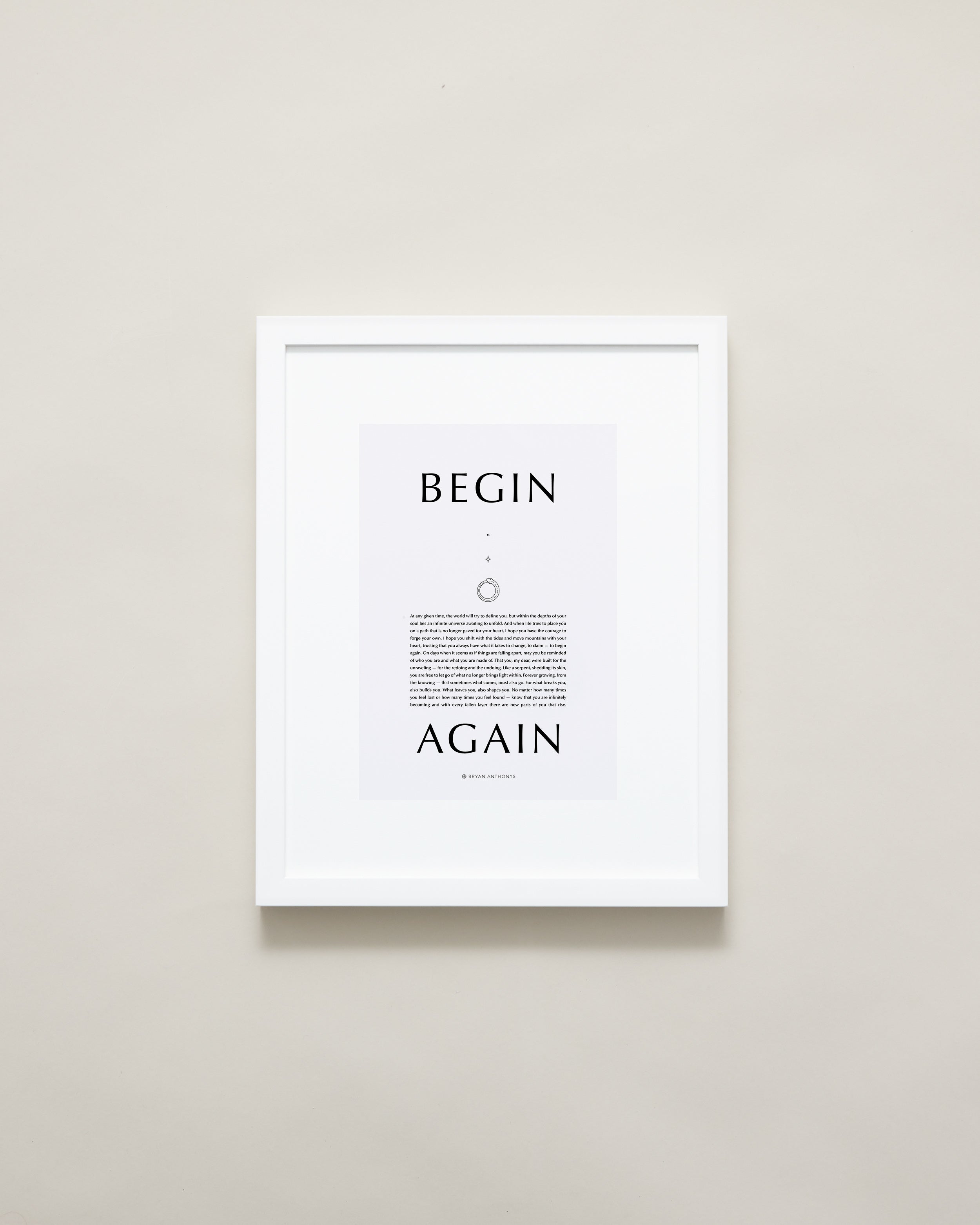 Bryan Anthonys Purposeful Prints Begin Again Iconic Framed Print White With Gray 11x14