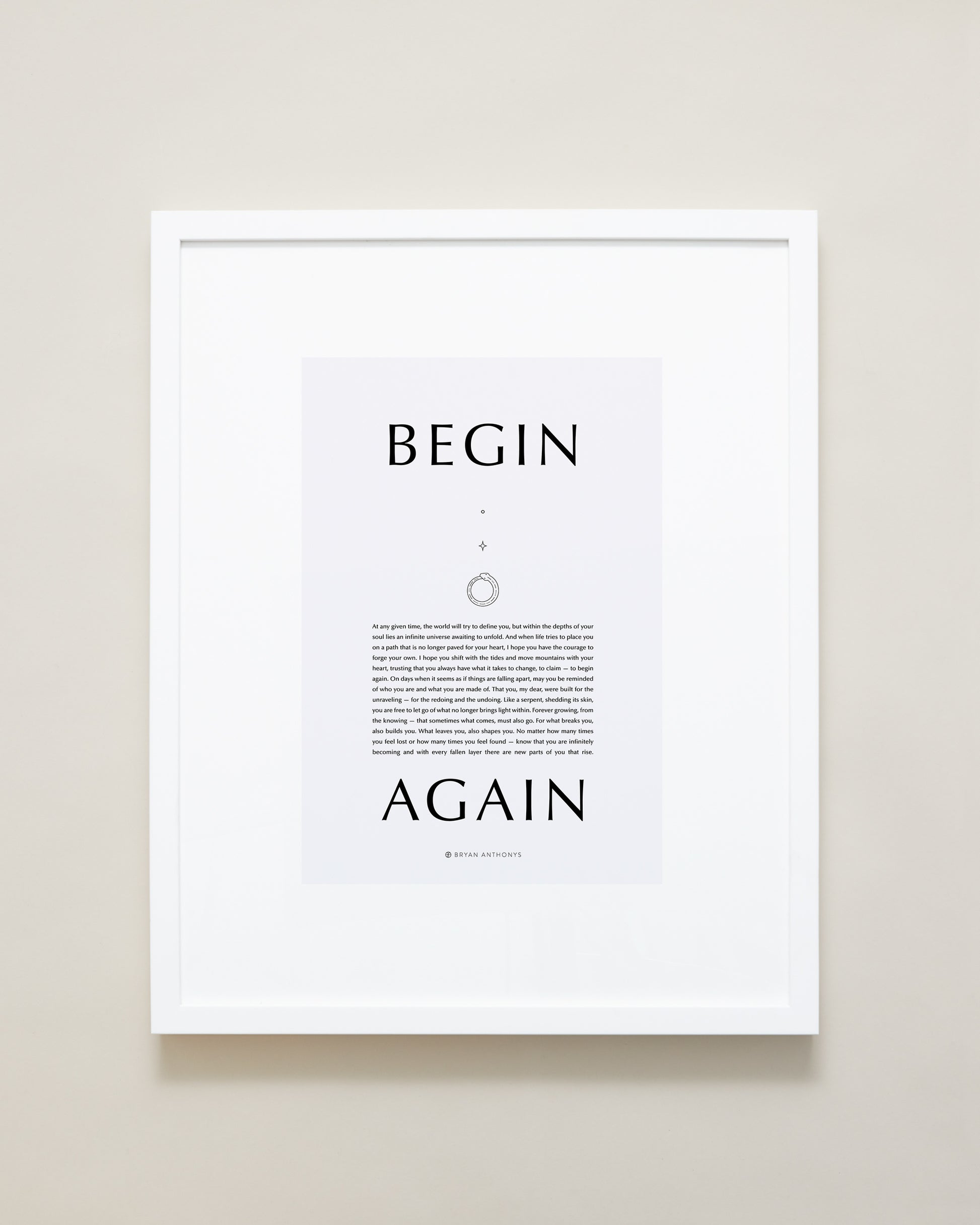 Bryan Anthonys Purposeful Prints Begin Again Iconic Framed Print White With Gray 16x20
