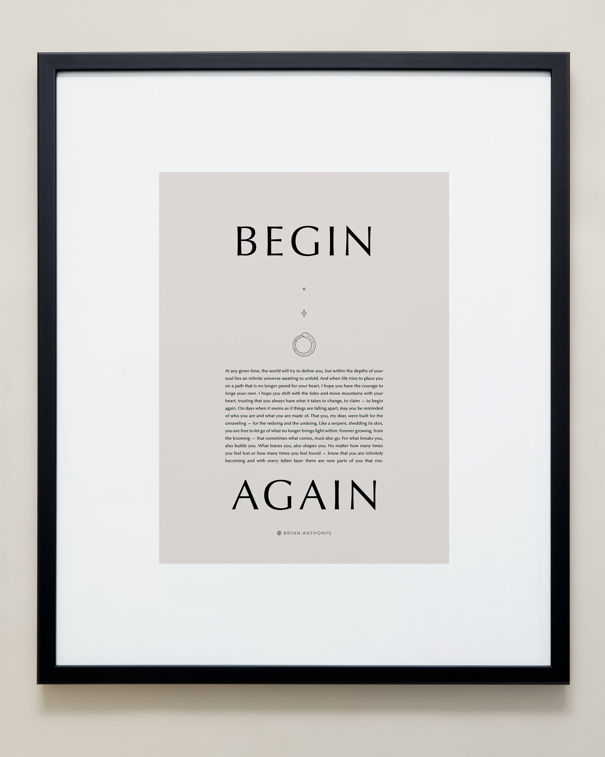 Bryan Anthonys Purposeful Prints Begin Again Iconic Framed Print Black With Tan 20x24