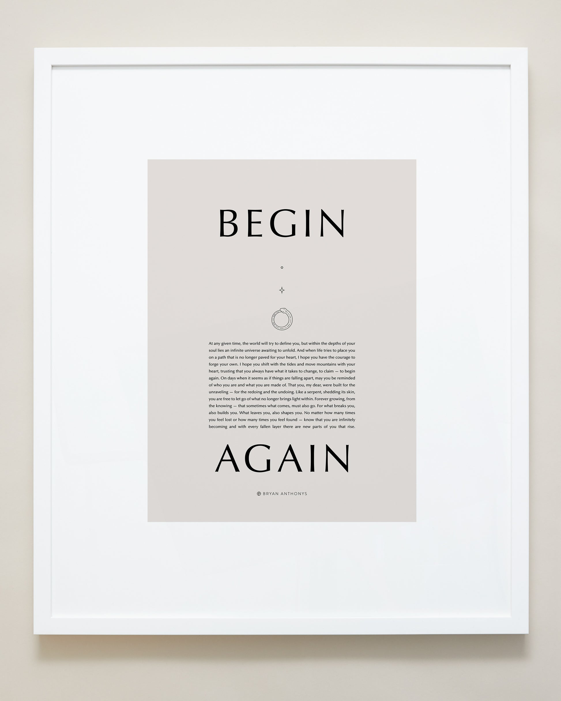 Bryan Anthonys Purposeful Prints Begin Again Iconic Framed Print White With Tan 20x24