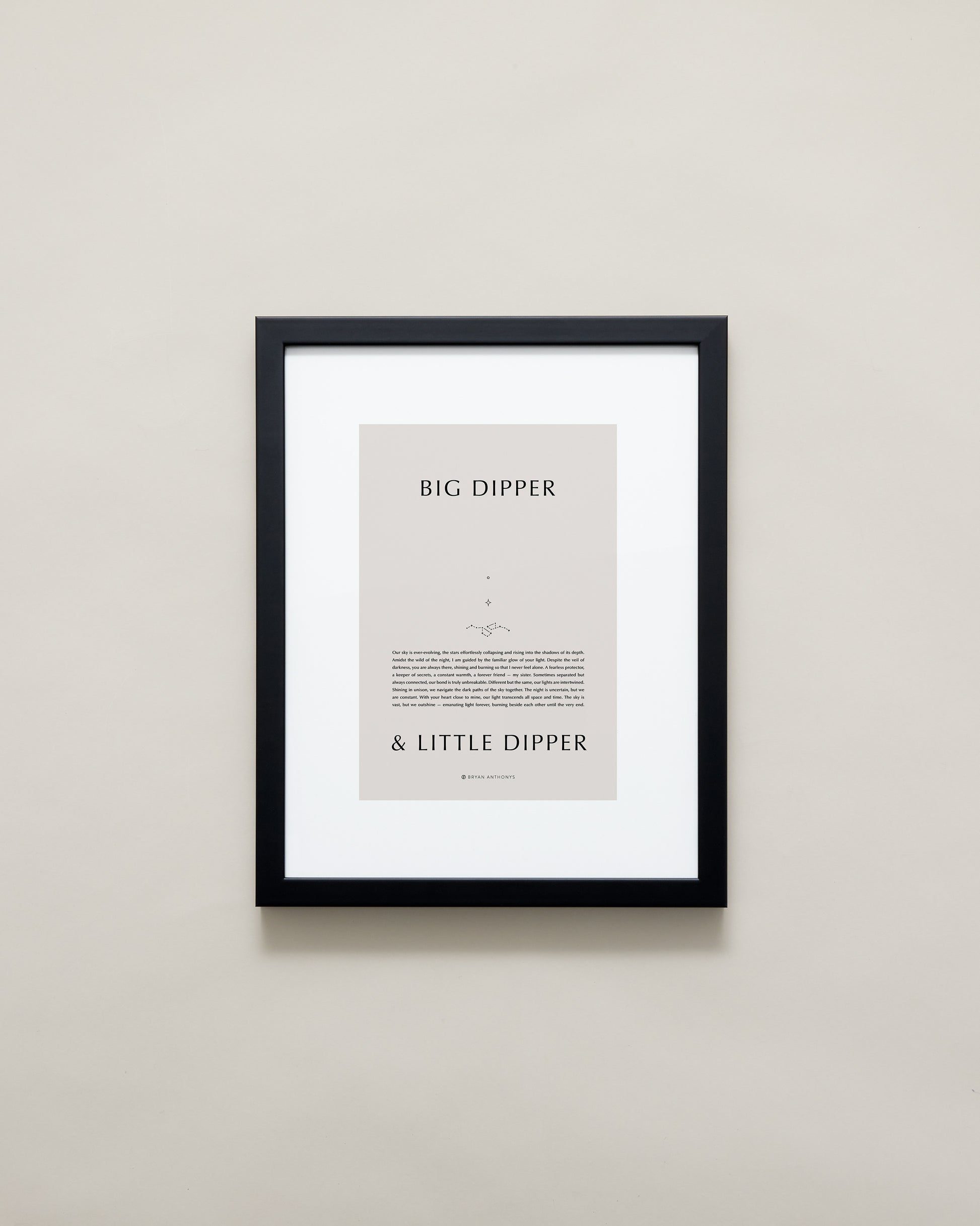 Bryan Anthonys Home Decor Purposeful Prints Big Dipper & Little Dipper Iconic Framed Print Tan Art With Black Frame 11x14
