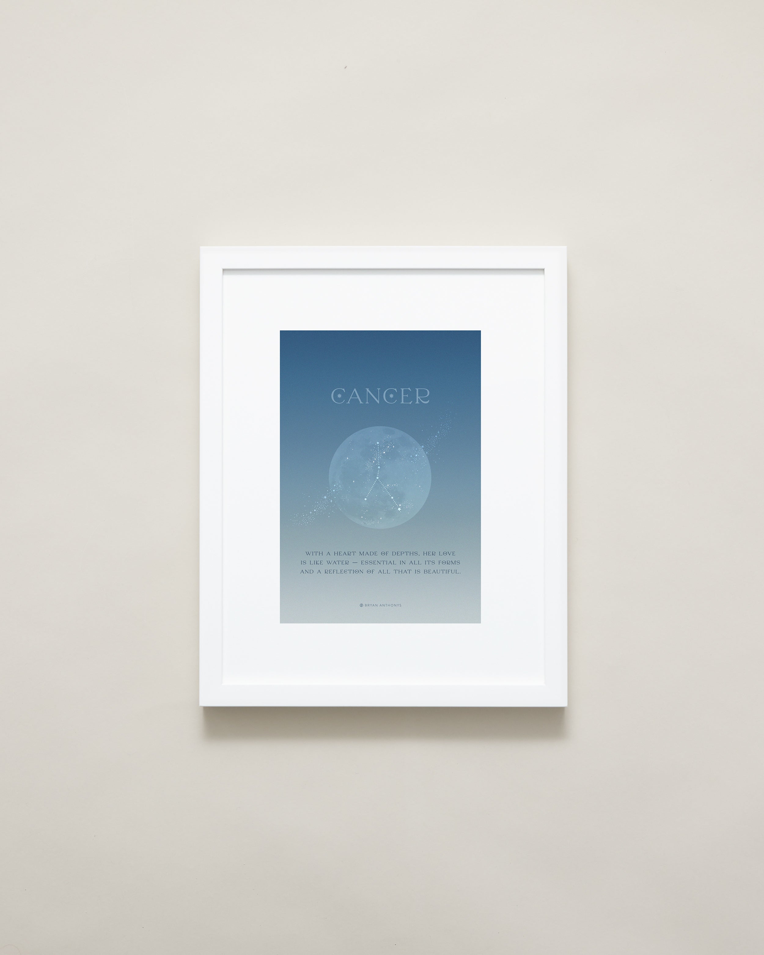Bryan Anthonys Cancer Zodiac Framed Print Moon Graphic Print White Frame 11x14