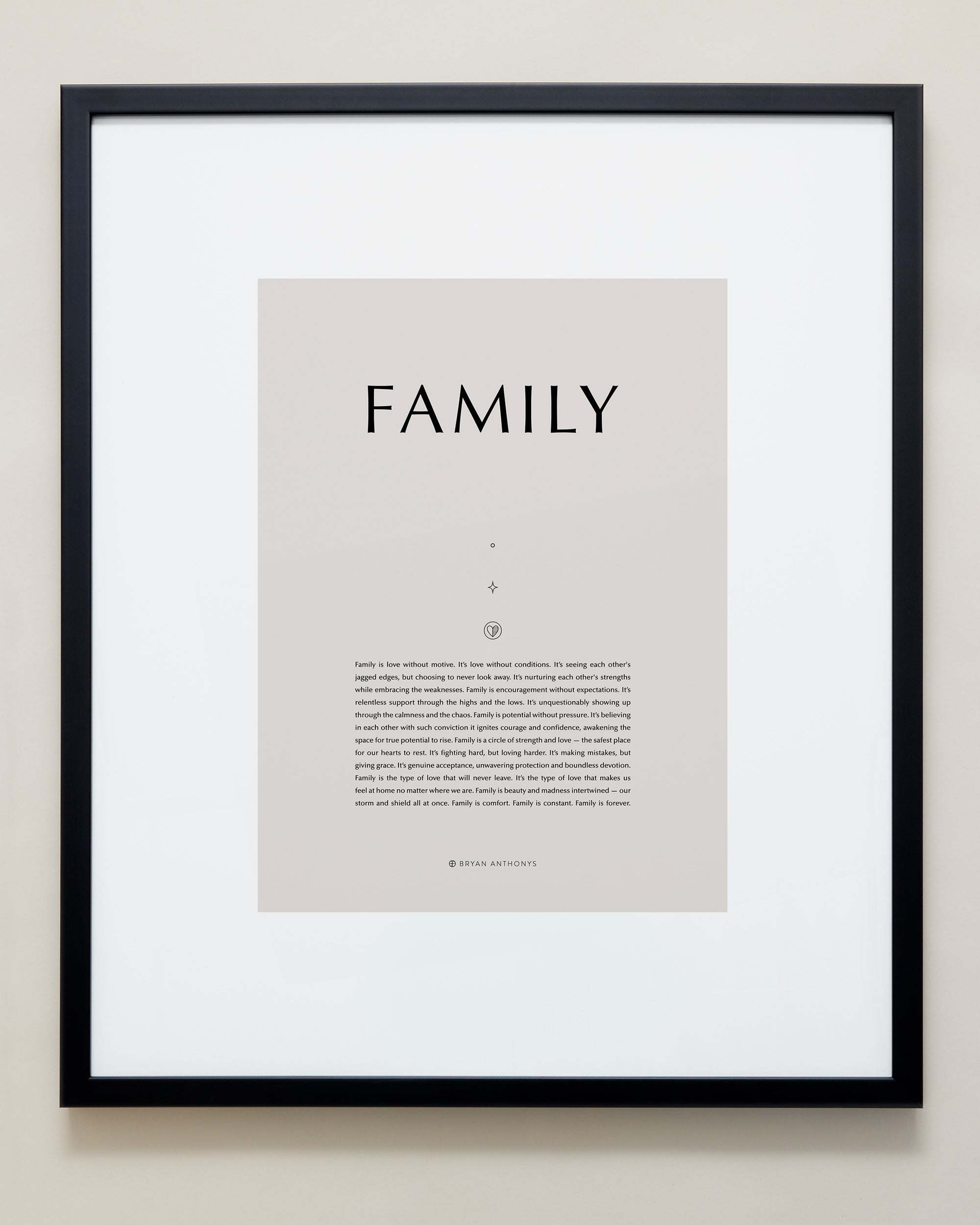 Bryan Anthonys Home Decor Purposeful Prints Family Iconic Framed Print Tan Art With Black Frame 20x24