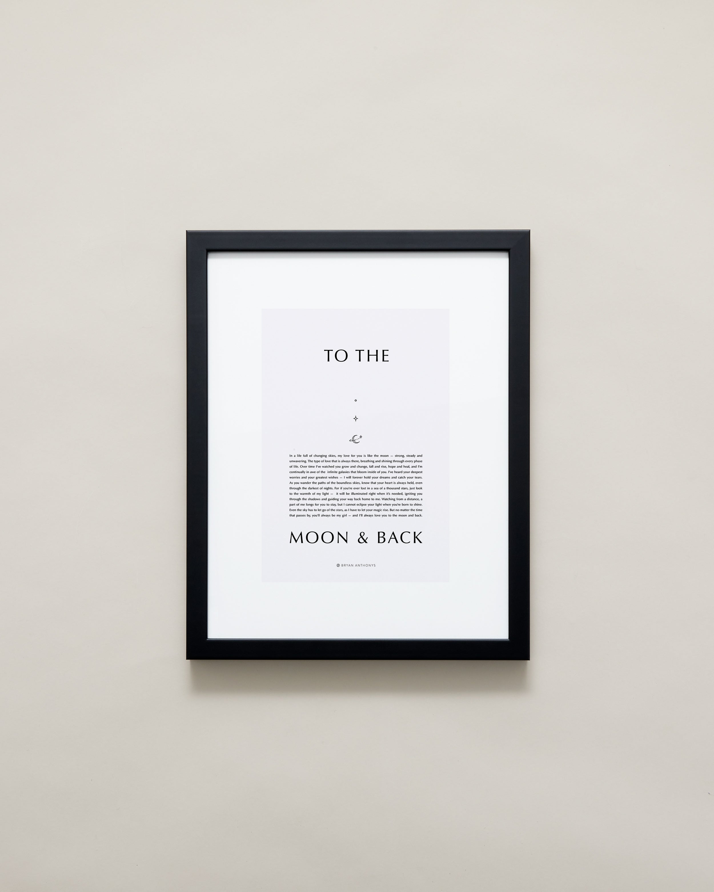 Bryan Anthonys Home Decor Framed Print To The Moon & Back Black Frame w/ Gray / 11x14