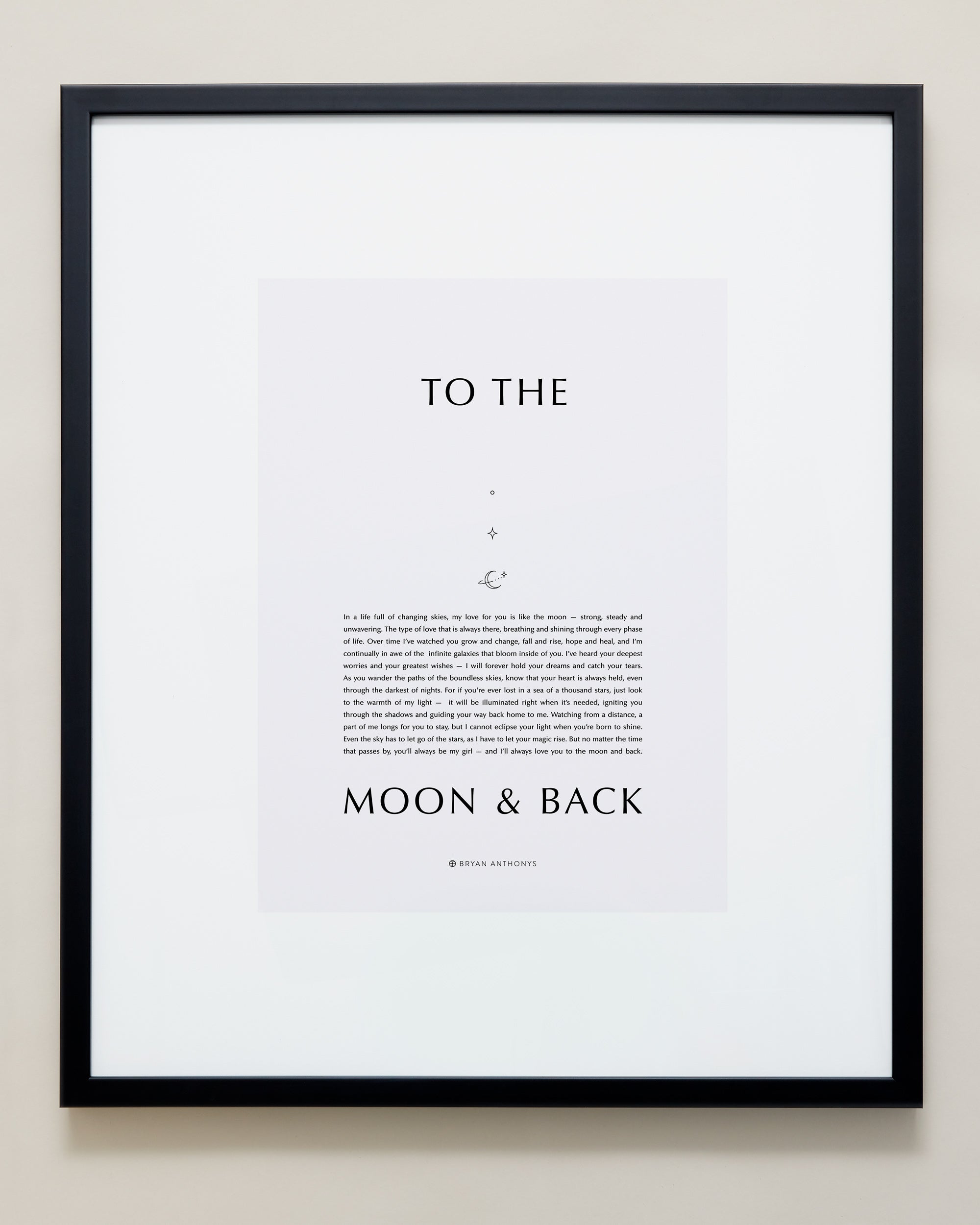 Bryan Anthonys Home Decor Framed Print To The Moon & Back Black Frame w/ Gray 20x24