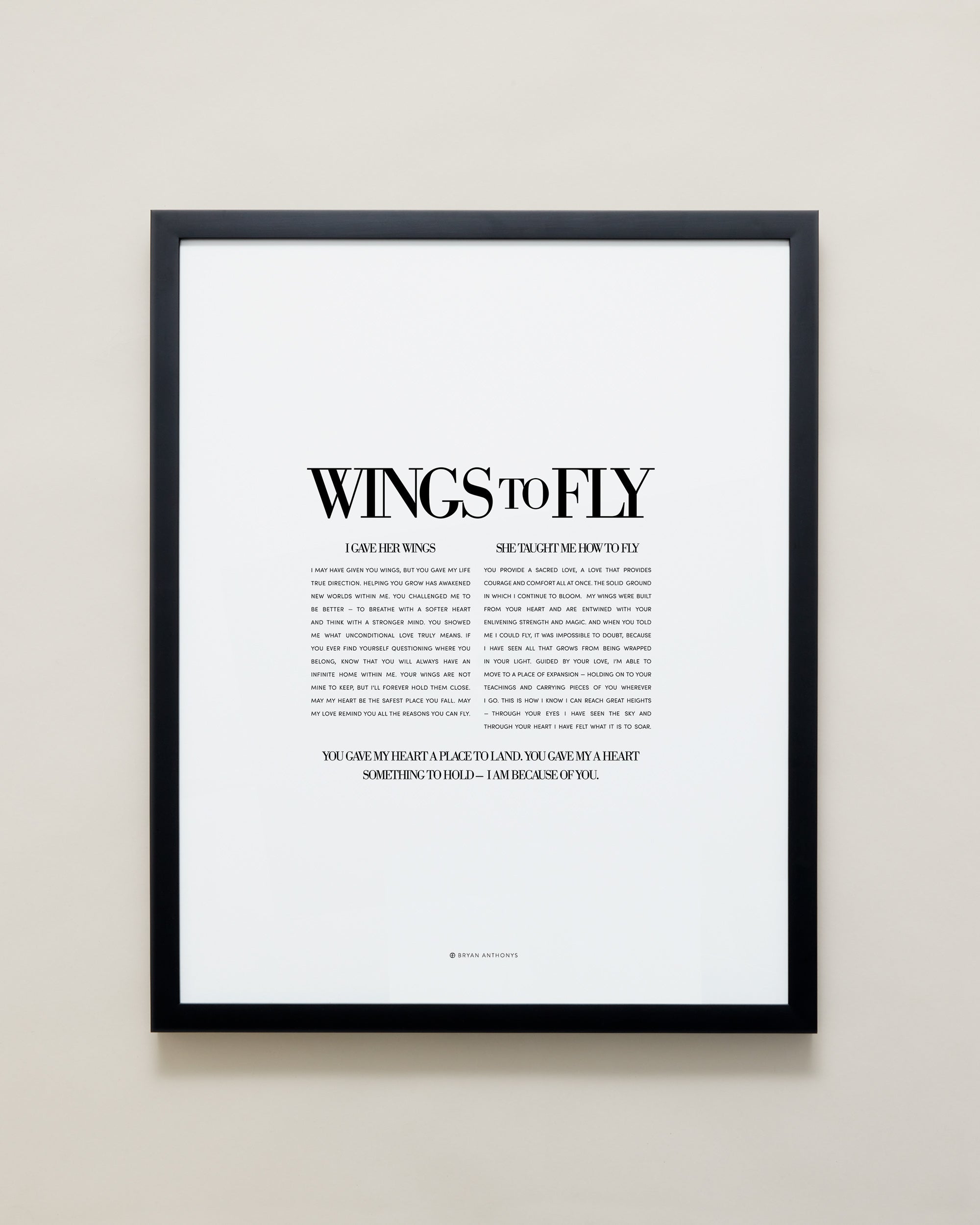 Bryan Anthonys Home Decor Framed Print Wings To Fly Black Frame 16x20