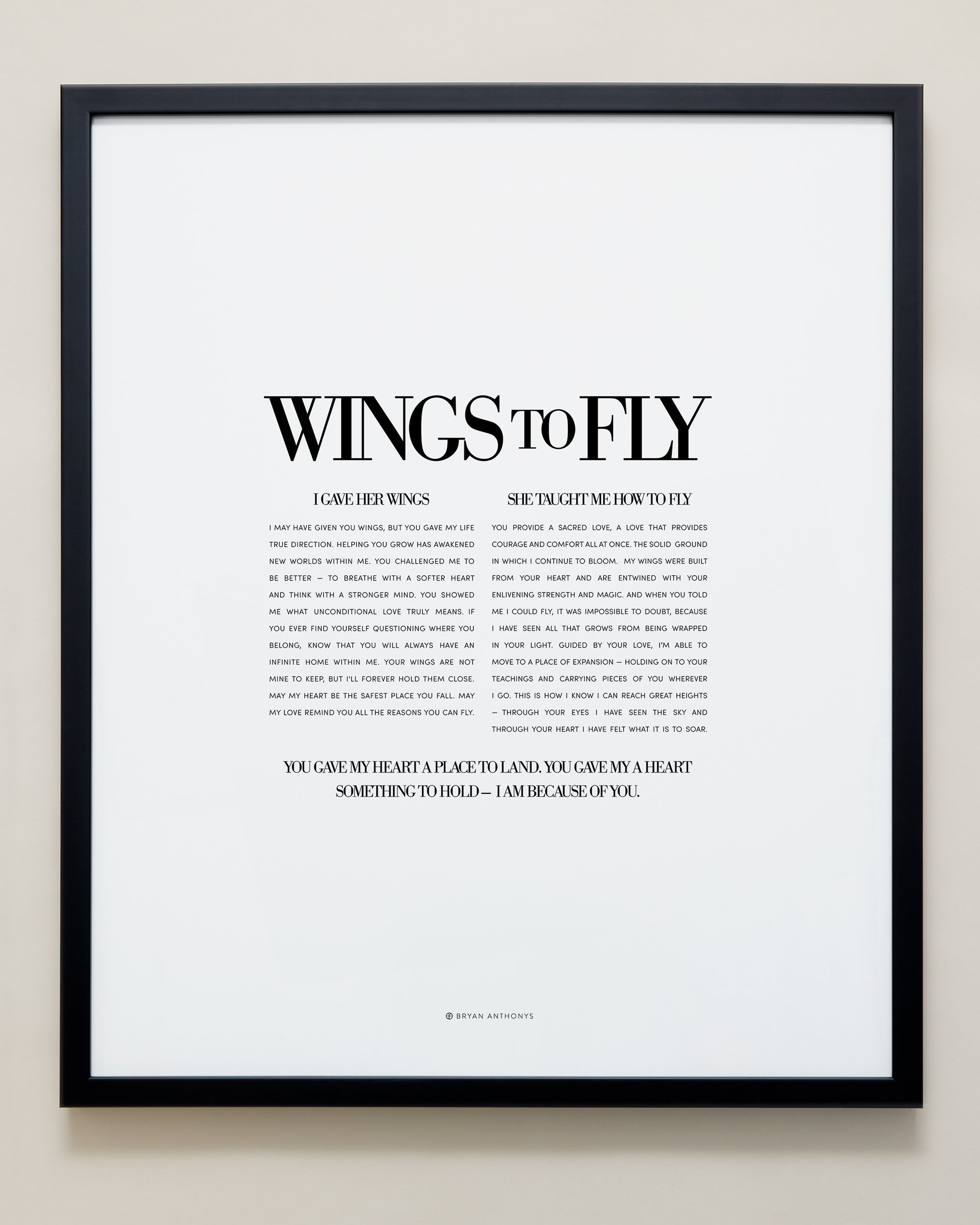 Bryan Anthonys Home Decor Framed Print Wings To Fly Black Frame 20x24