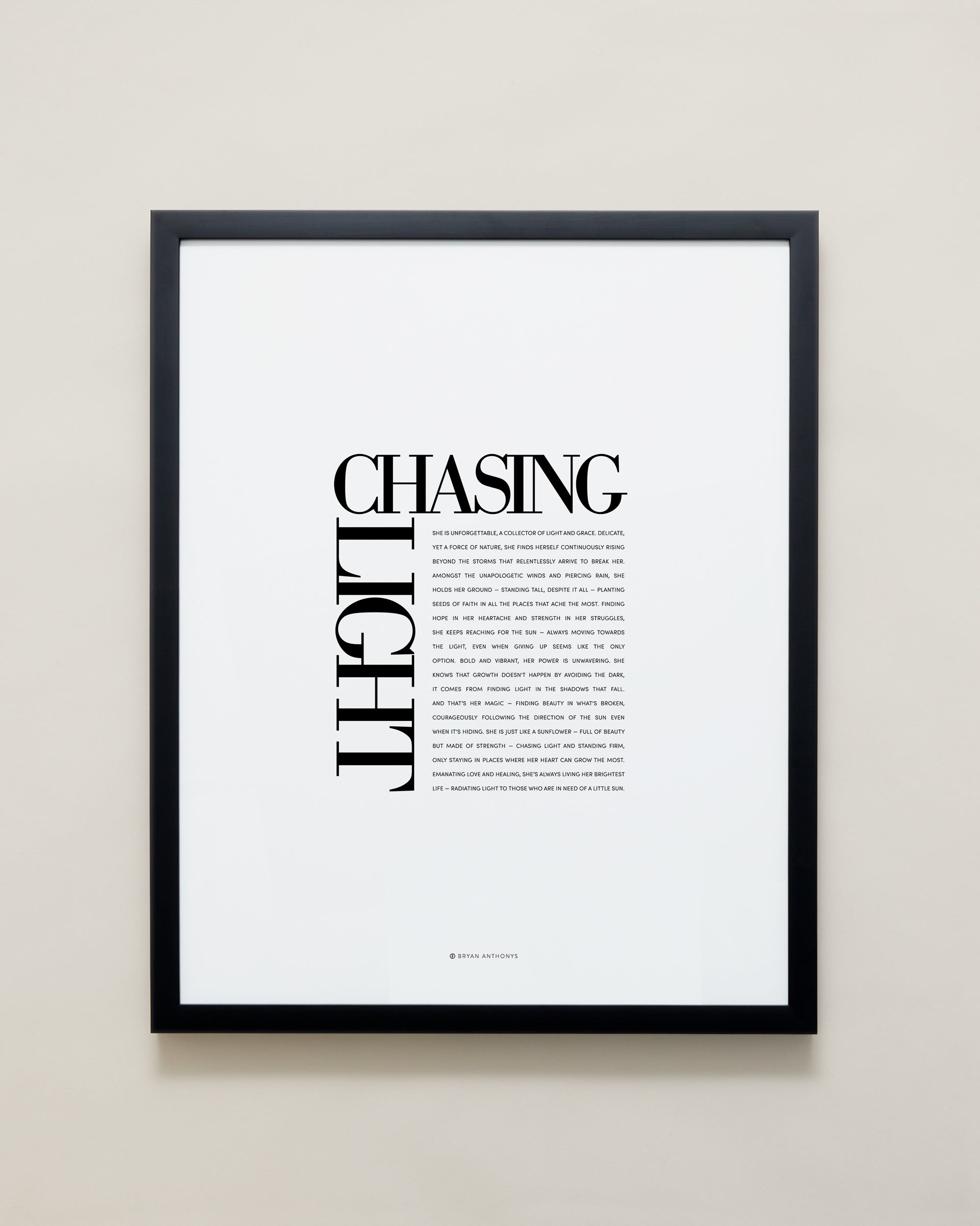 Bryan Anthonys Home Decor Purposeful Prints Chasing Light Editorial Framed Print Black Frame 16x20