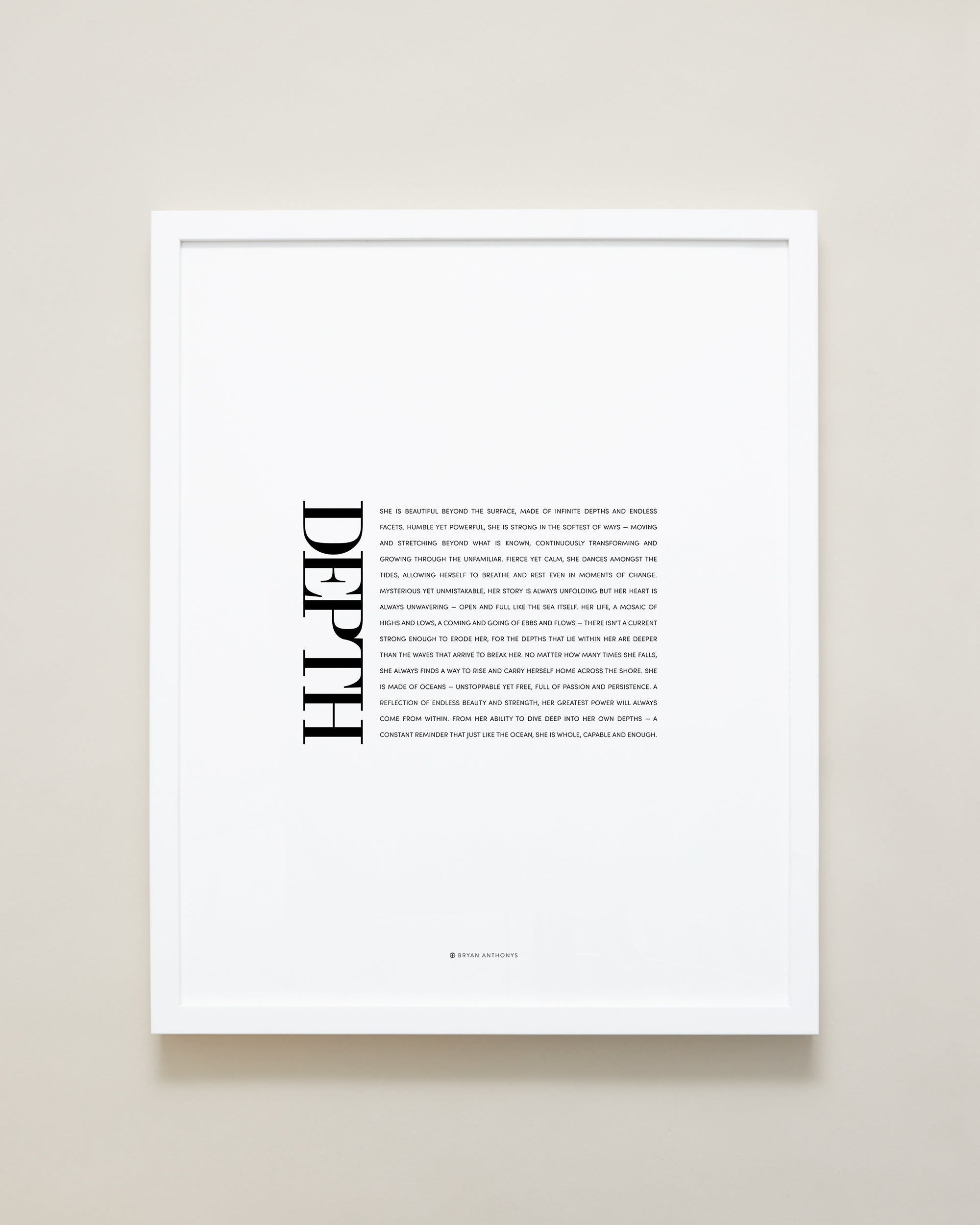 Bryan Anthonys Home Decor Purposeful Prints Depth Editorial Framed Print White Frame 16x20