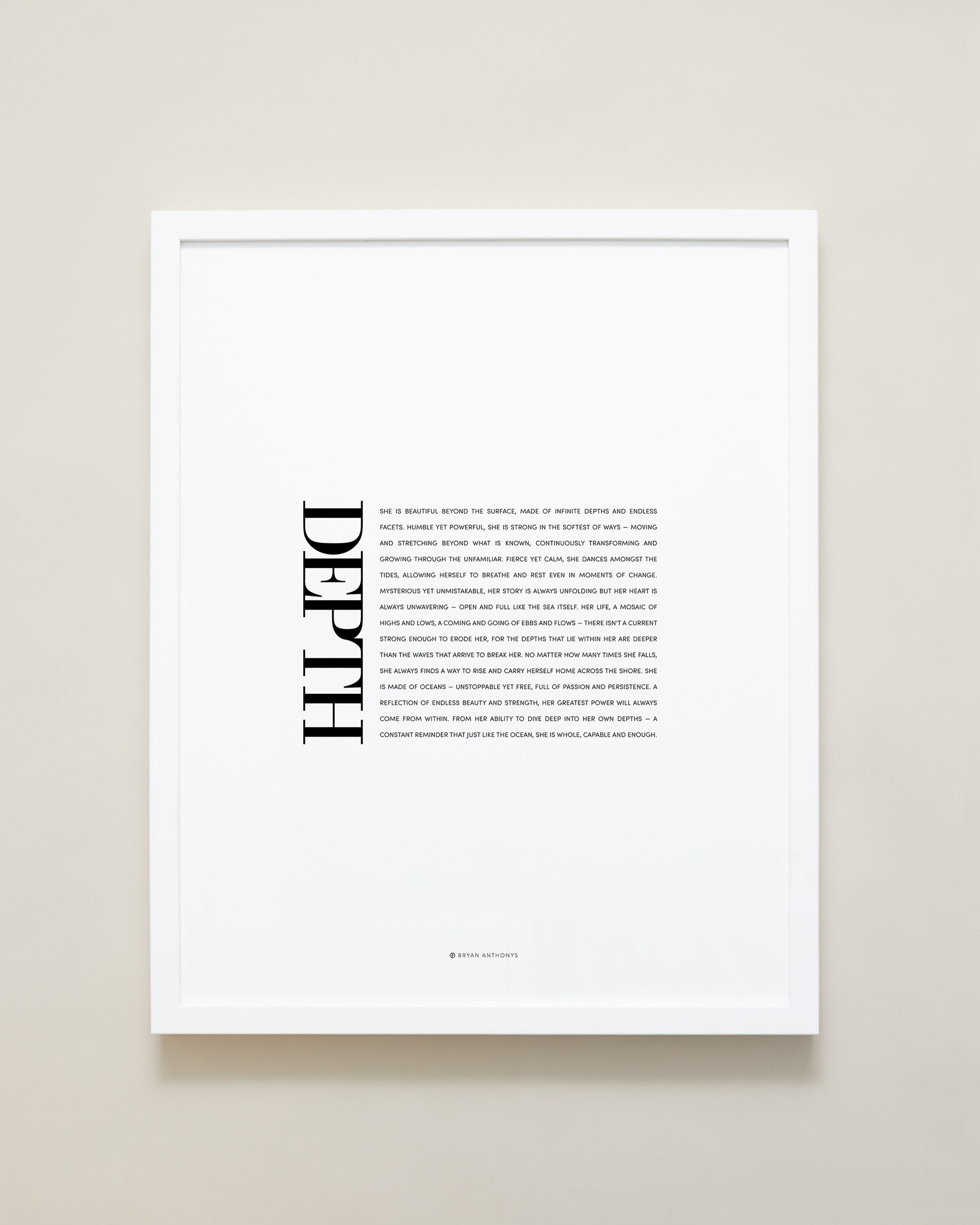 Bryan Anthonys Home Decor Purposeful Prints Depth Editorial Framed Print White Frame 16x20
