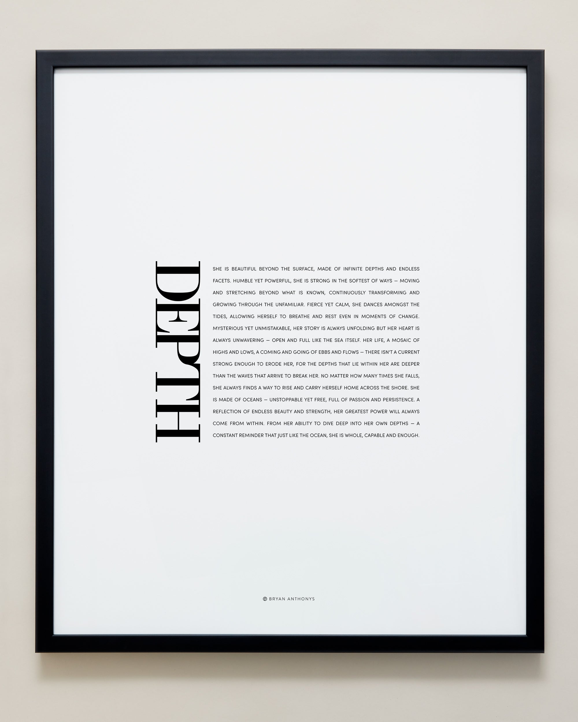 Bryan Anthonys Home Decor Purposeful Prints Depth Editorial Framed Print Black Frame 20x24