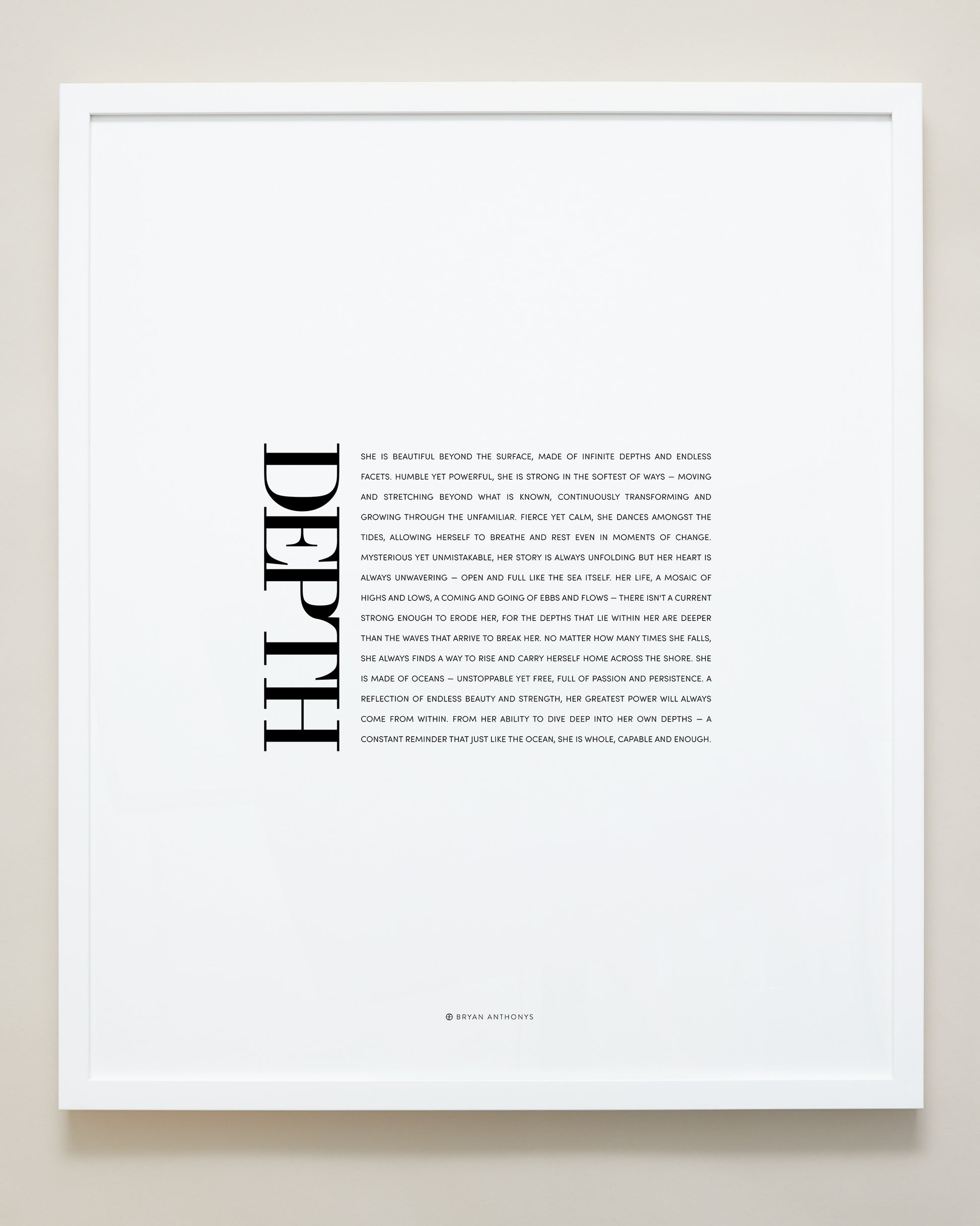 Bryan Anthonys Home Decor Purposeful Prints Depth Editorial Framed Print White Frame 20x24