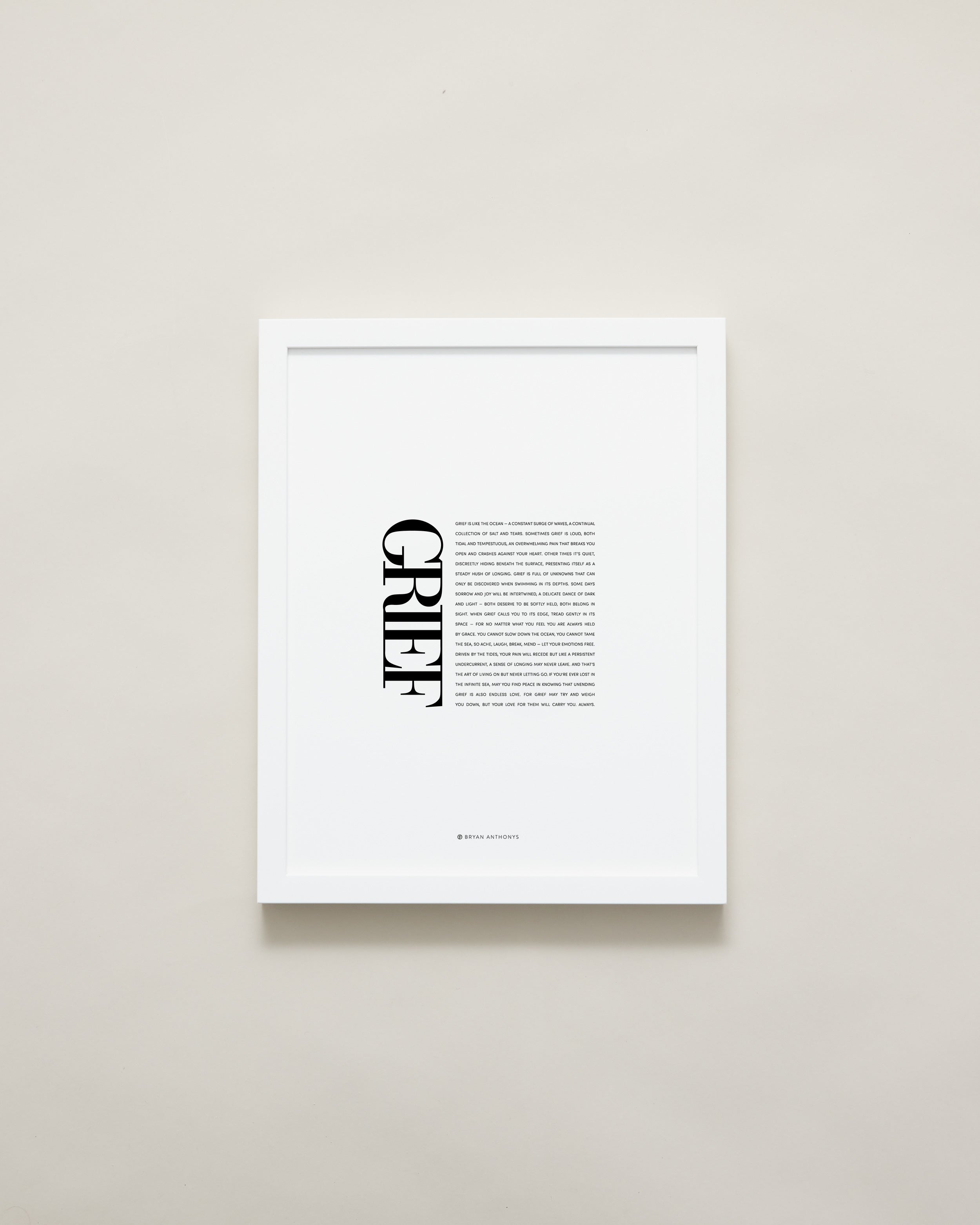 Bryan Anthonys Home Decor Purposeful Prints Grief Editorial Framed Print White Frame 11x14