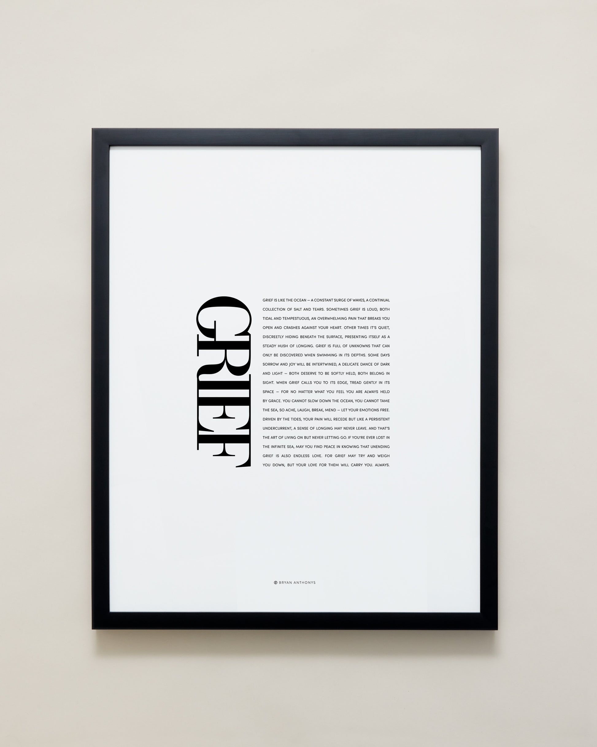 Bryan Anthonys Home Decor Purposeful Prints Grief Editorial Framed Print Black Frame 16x20
