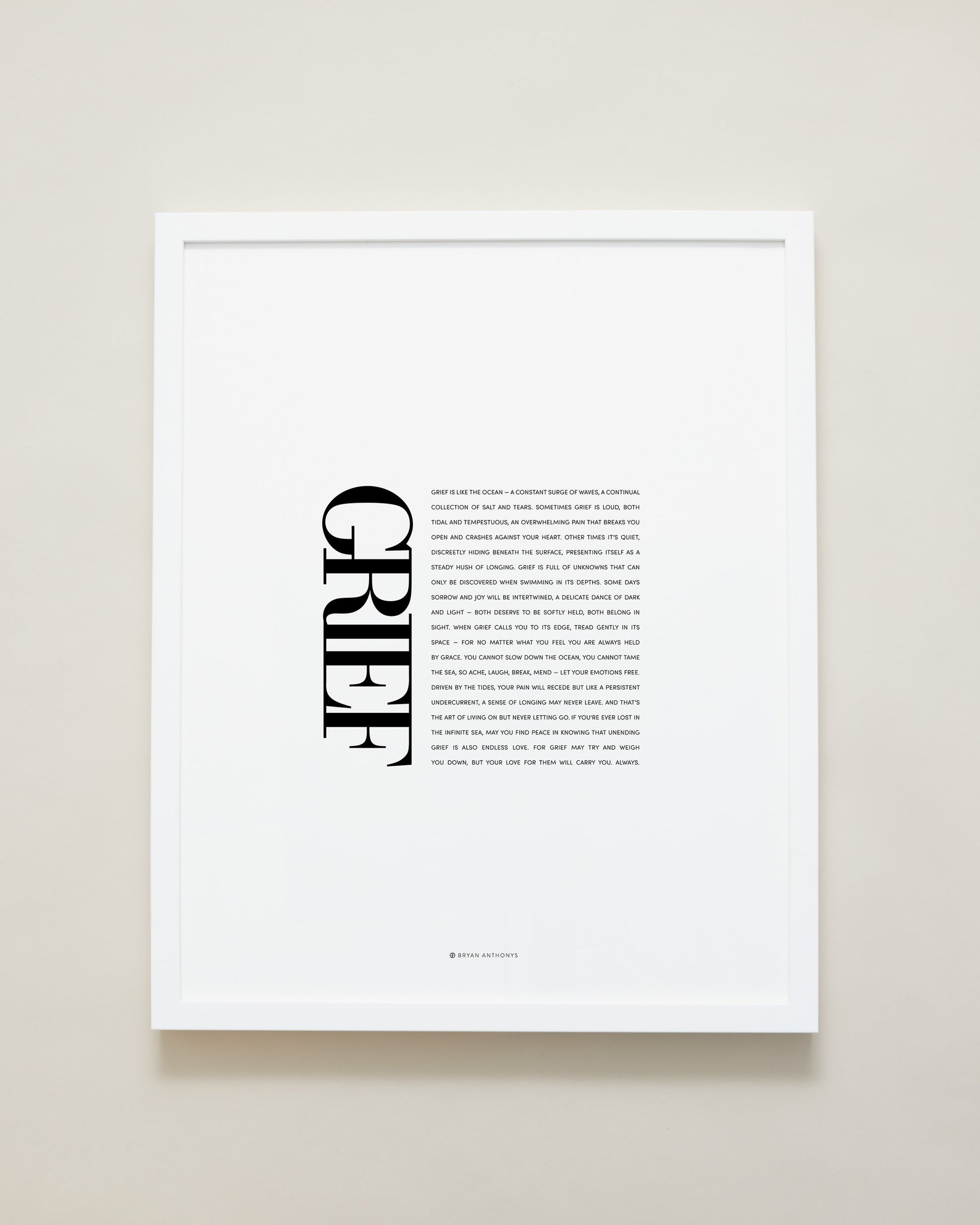Bryan Anthonys Home Decor Purposeful Prints Grief Editorial Framed Print White Frame 16x20