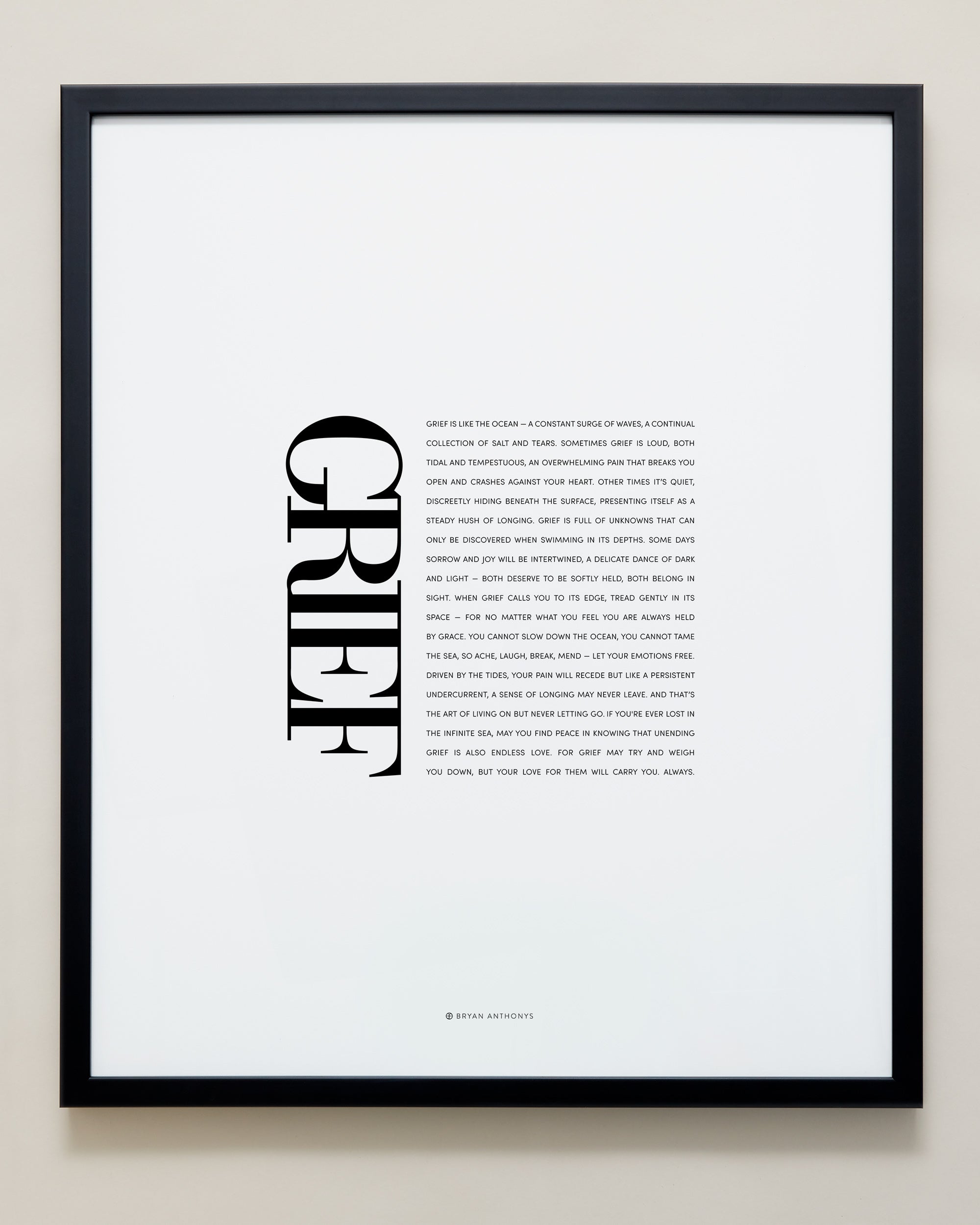 Bryan Anthonys Home Decor Purposeful Prints Grief Editorial Framed Print Black Frame 20x24