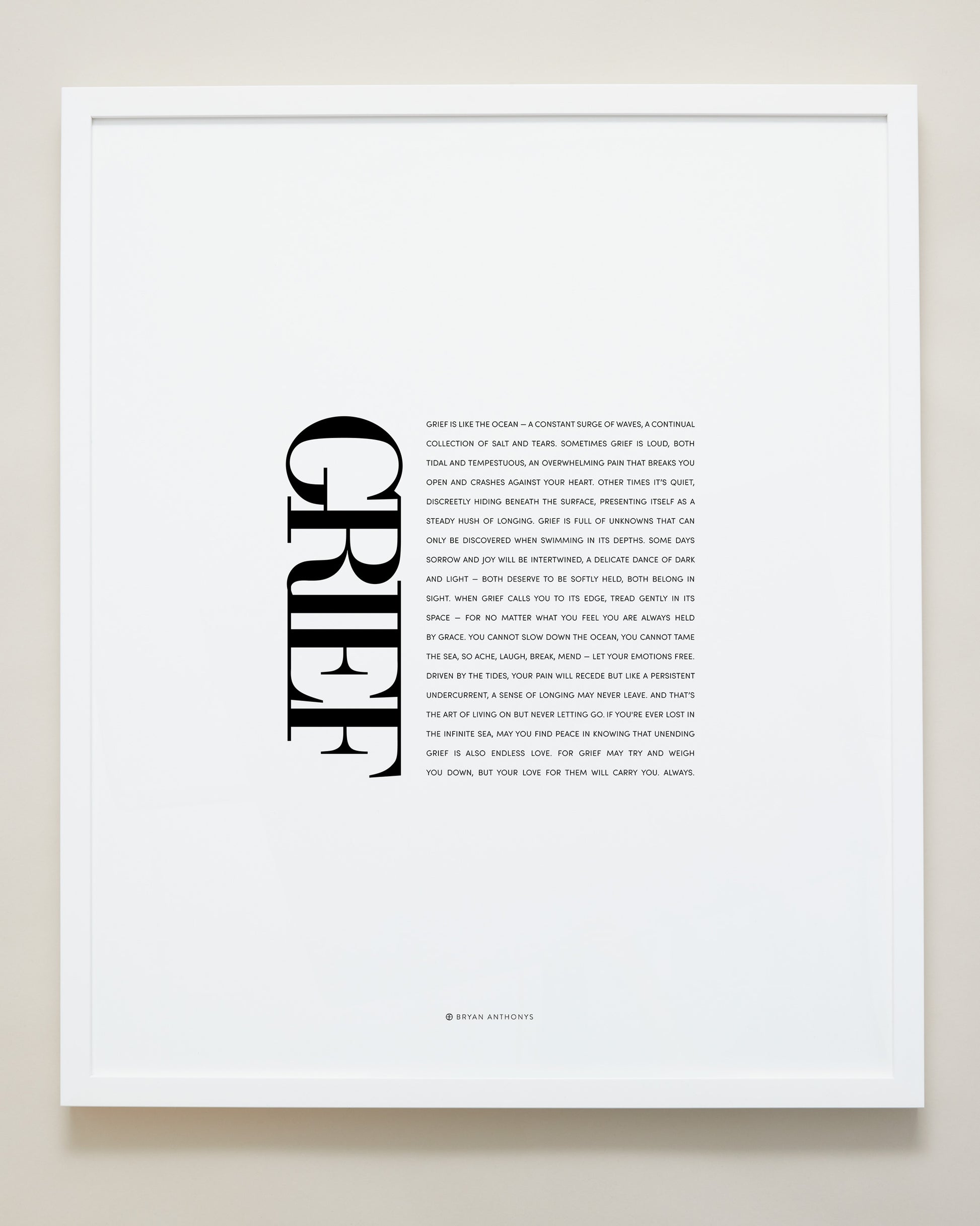 Bryan Anthonys Home Decor Purposeful Prints Grief Editorial Framed Print White Frame 20x24