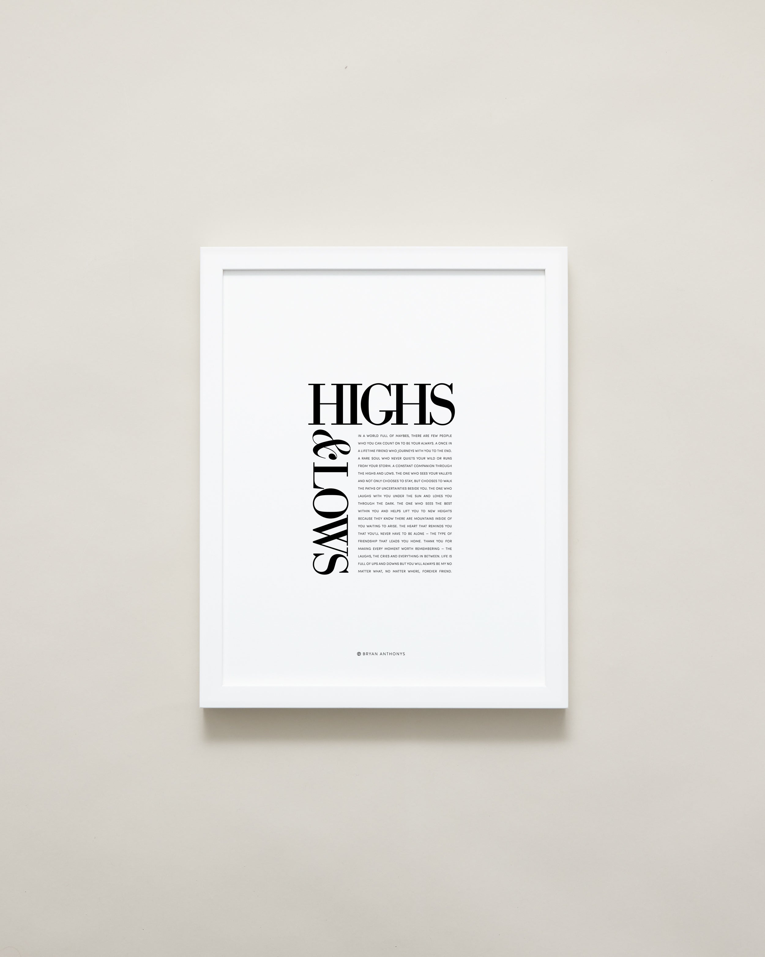 Bryan Anthonys Home Decor Purposeful Prints Highs and Lows Editorial Framed Print White 11x14