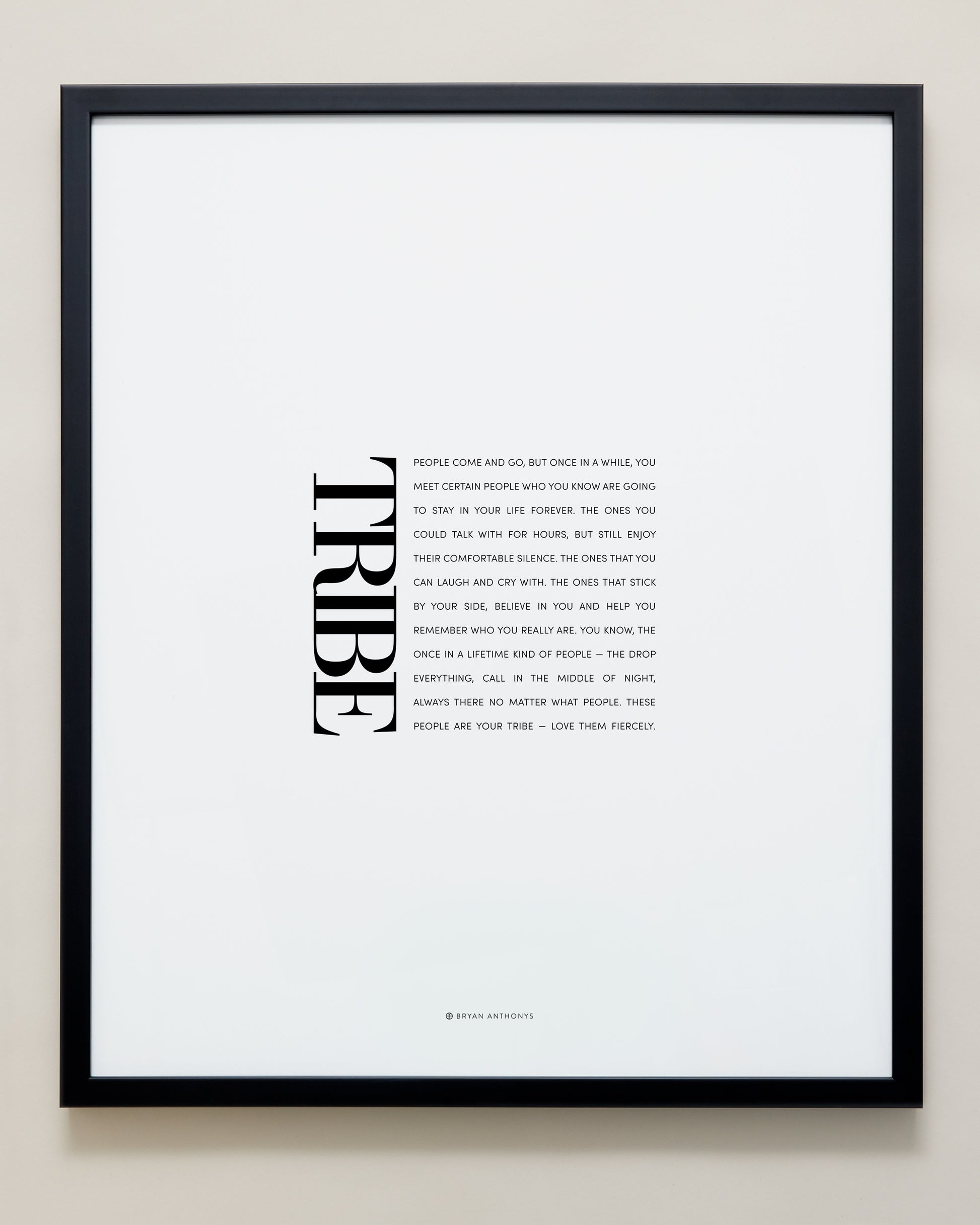 Tribe Editorial Framed Print showcase in black frame