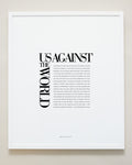 Bryan Anthonys Home Decor Us Against The World Editorial Framed Print White Frame 20x24