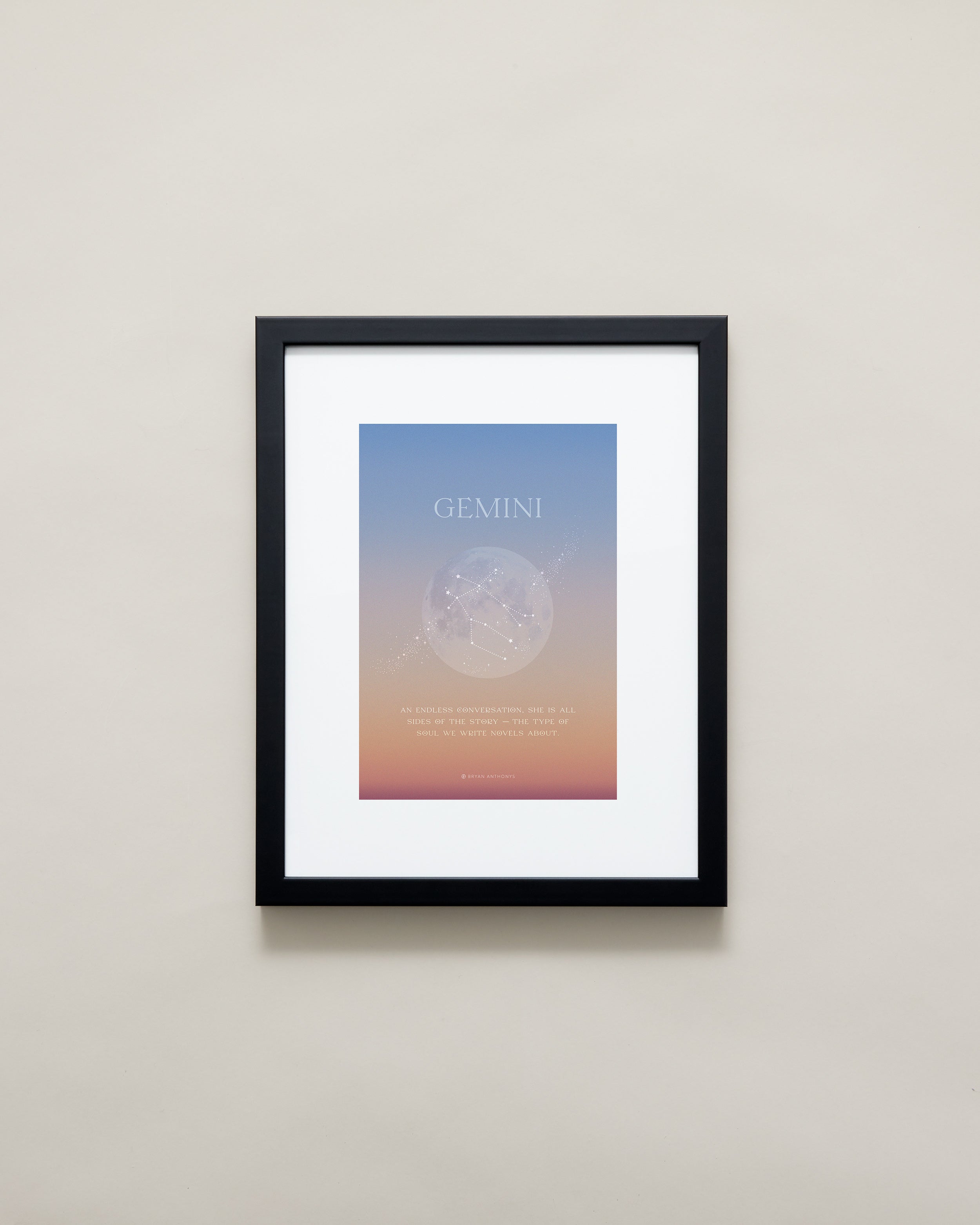 Bryan Anthonys Gemini Zodiac Moon Framed Graphic Print Black Frame 11x14