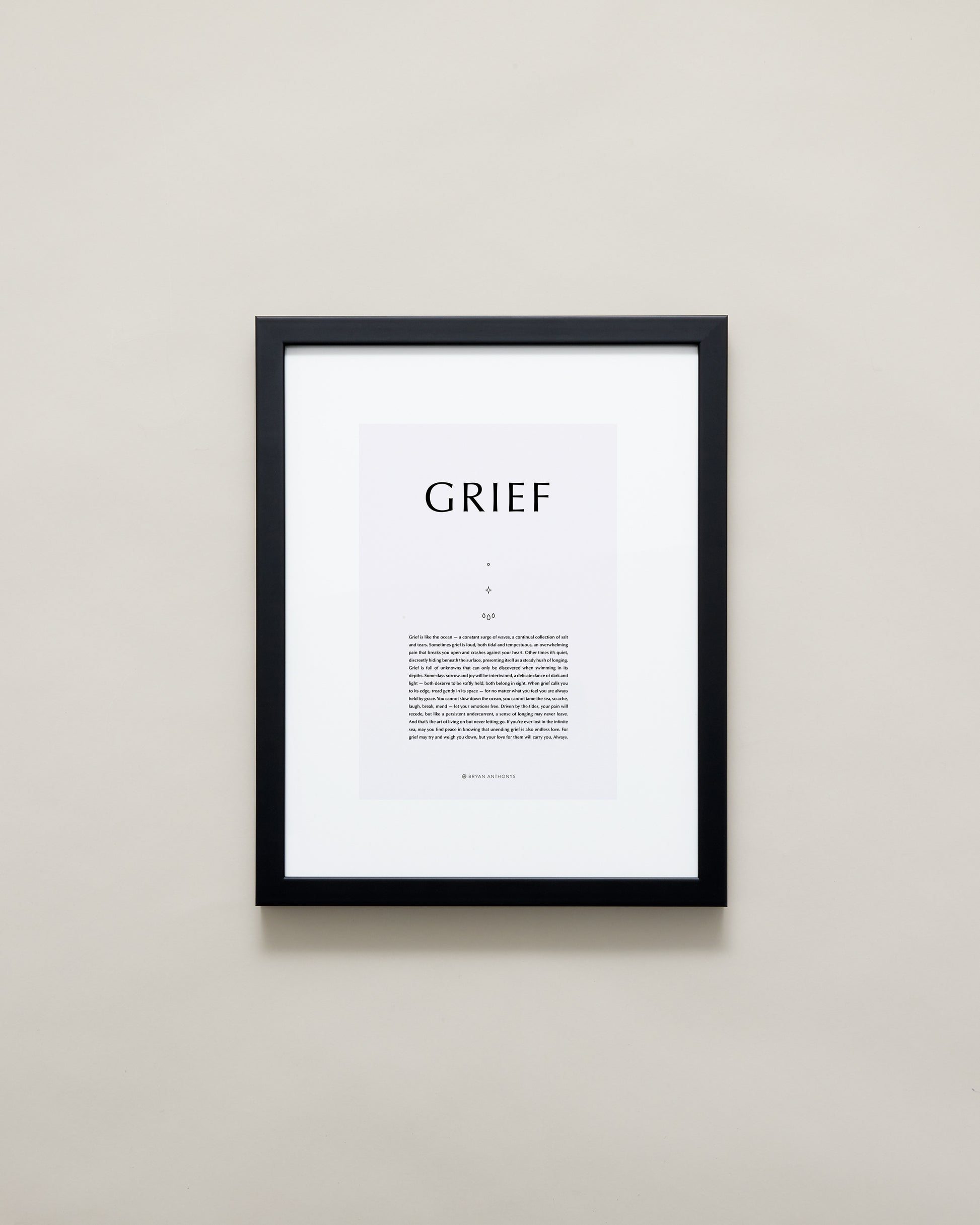 Bryan Anthonys Home Decor Purposeful Prints Grief Iconic Framed Print Gray Art With Black Frame 11x14