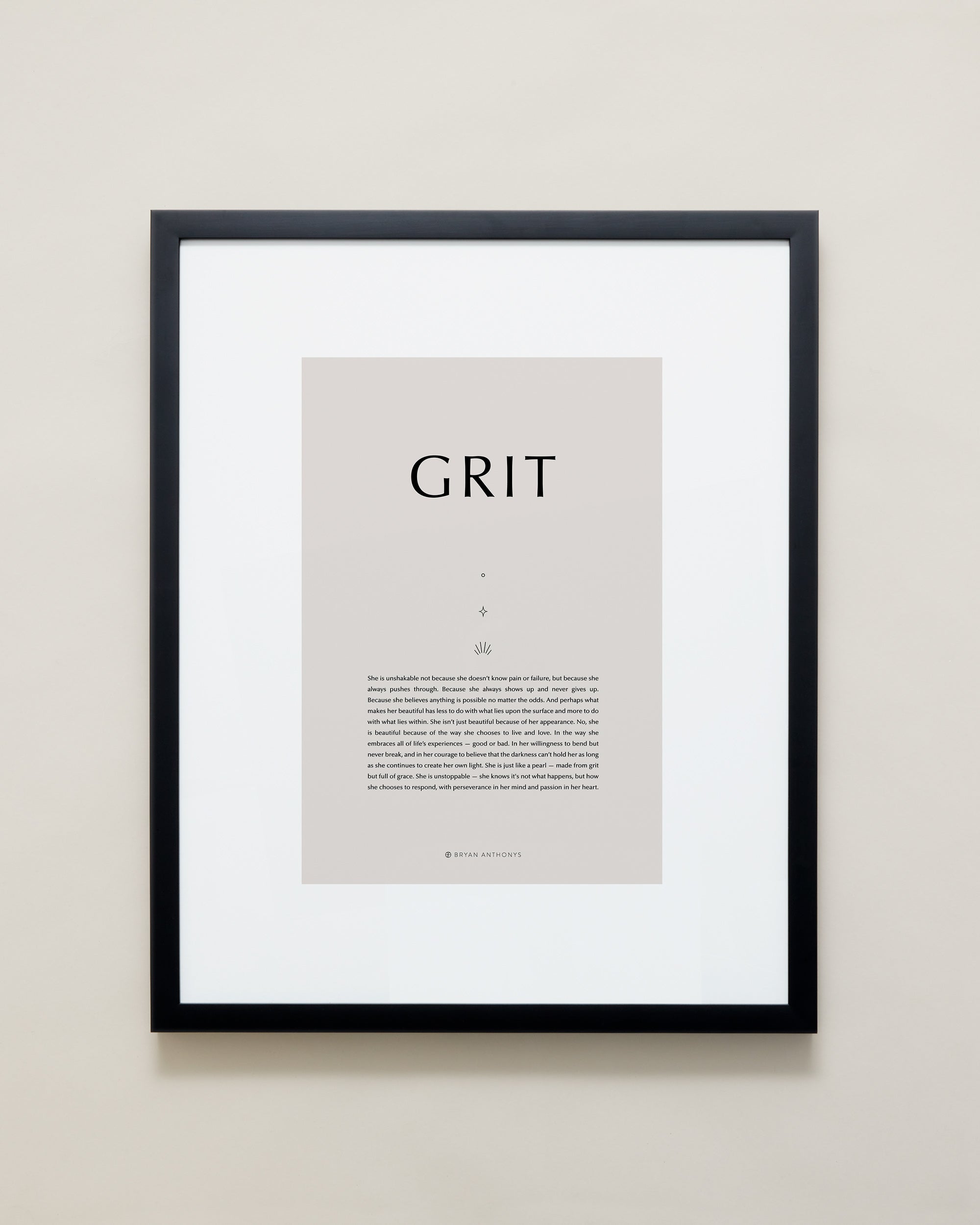 Bryan Anthonys Home Decor Purposeful Prints Grit Iconic Framed Print Tan Art With Black Frame 16x20