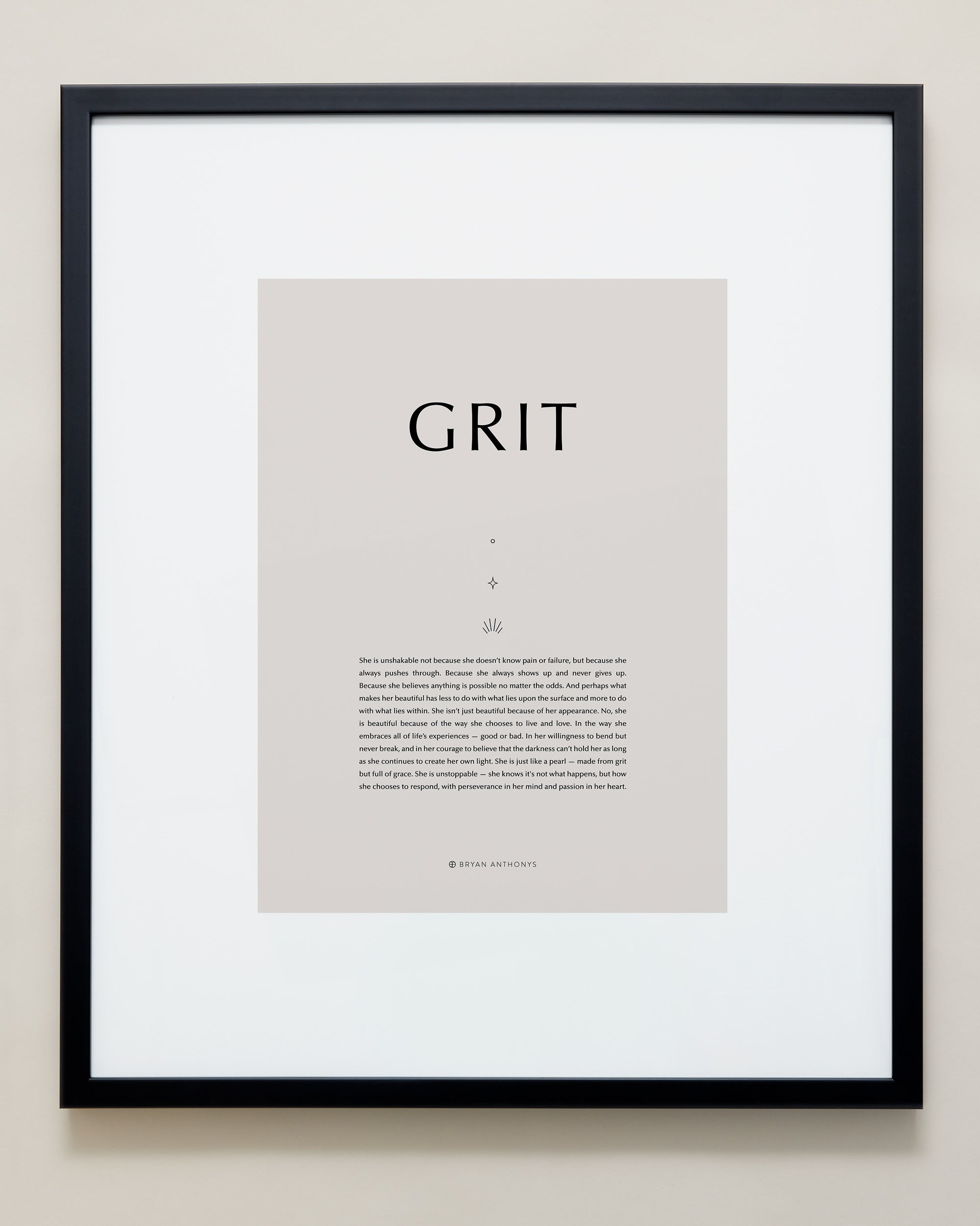 Bryan Anthonys Home Decor Purposeful Prints Grit Iconic Framed Print Tan Art With Black Frame 20x24