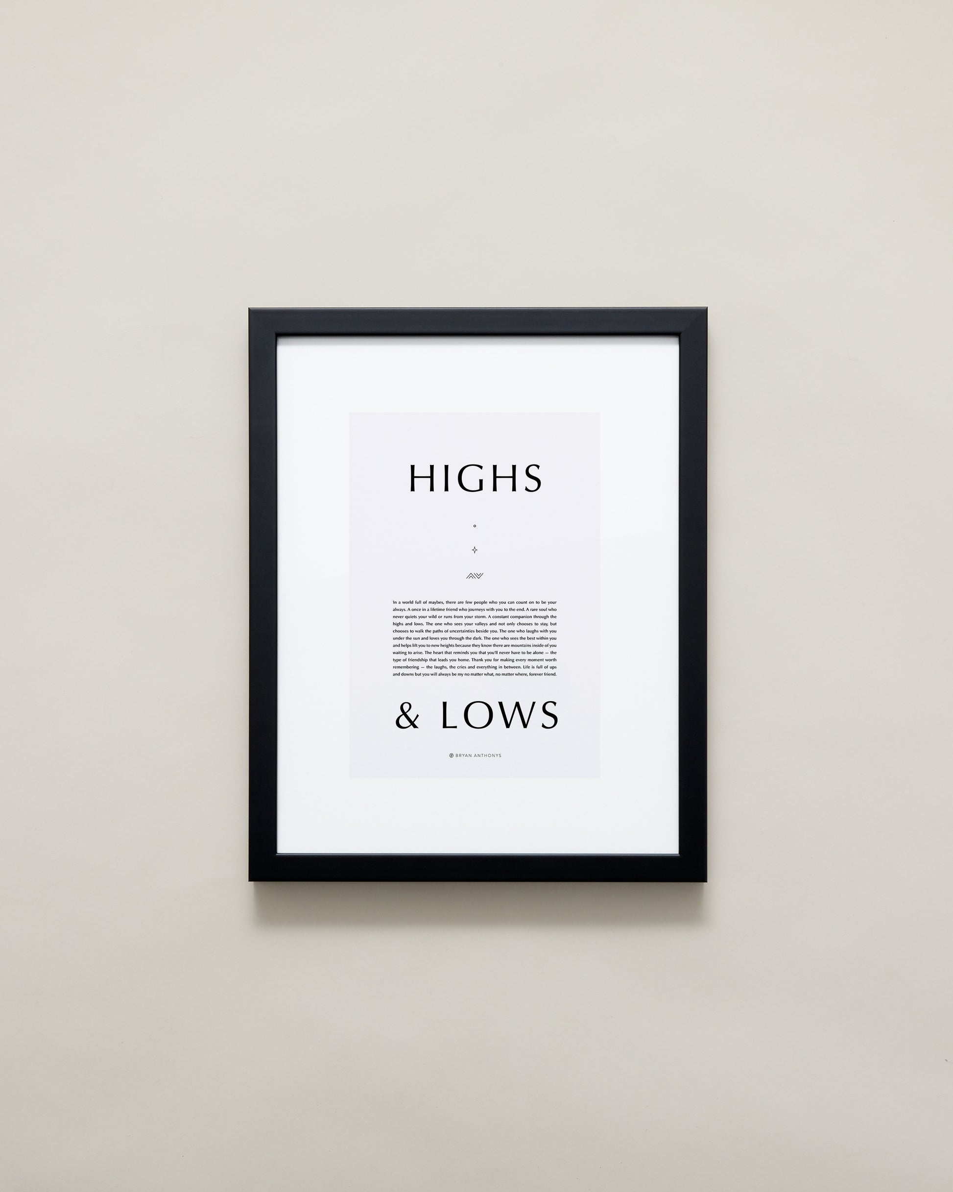 Bryan Anthonys Home Decor Purposeful Prints Highs and Lows Iconic Framed Print Black with Gray 11x14