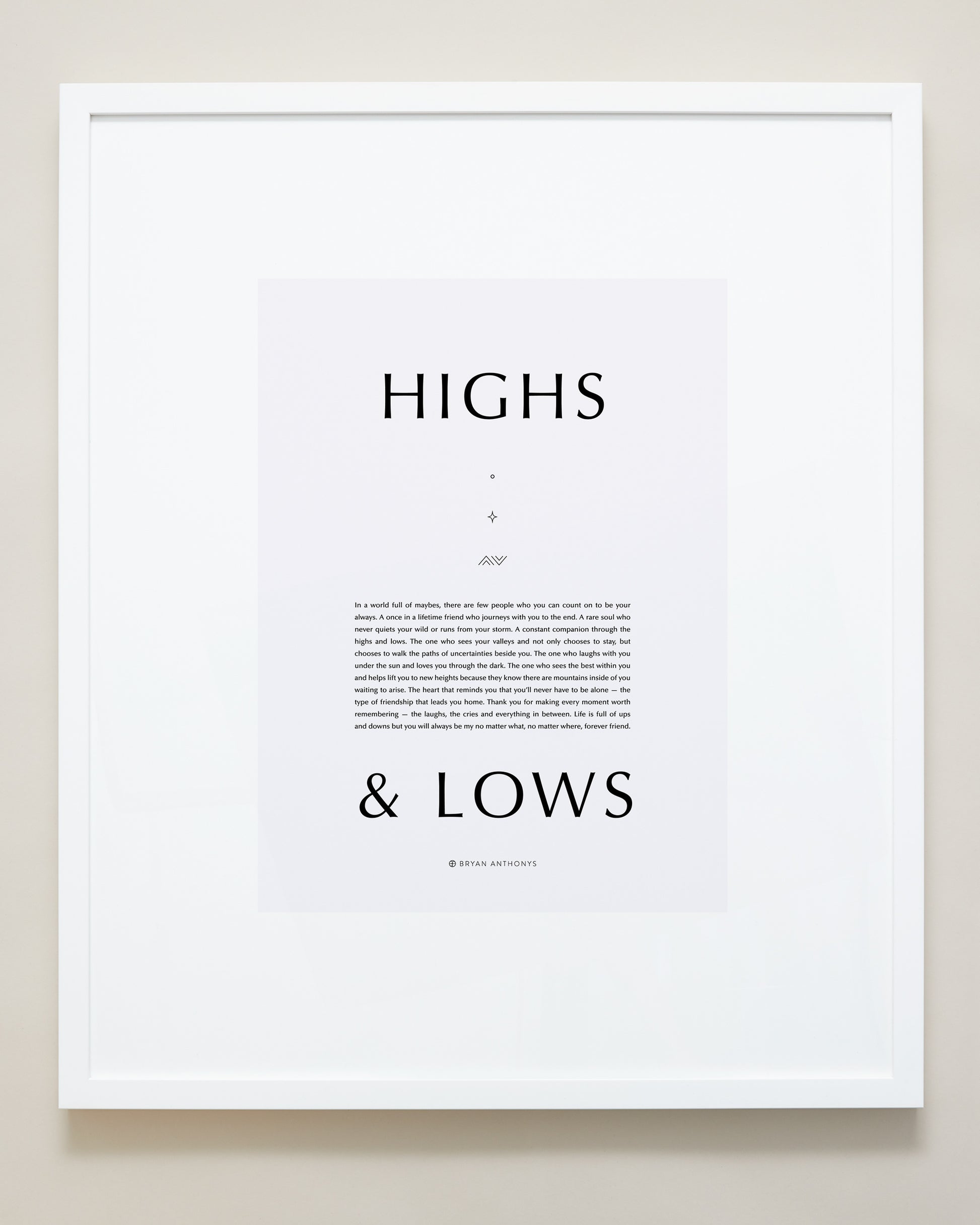Bryan Anthonys Home Decor Purposeful Prints Highs and Lows Iconic Framed Print White with Gray 20x24