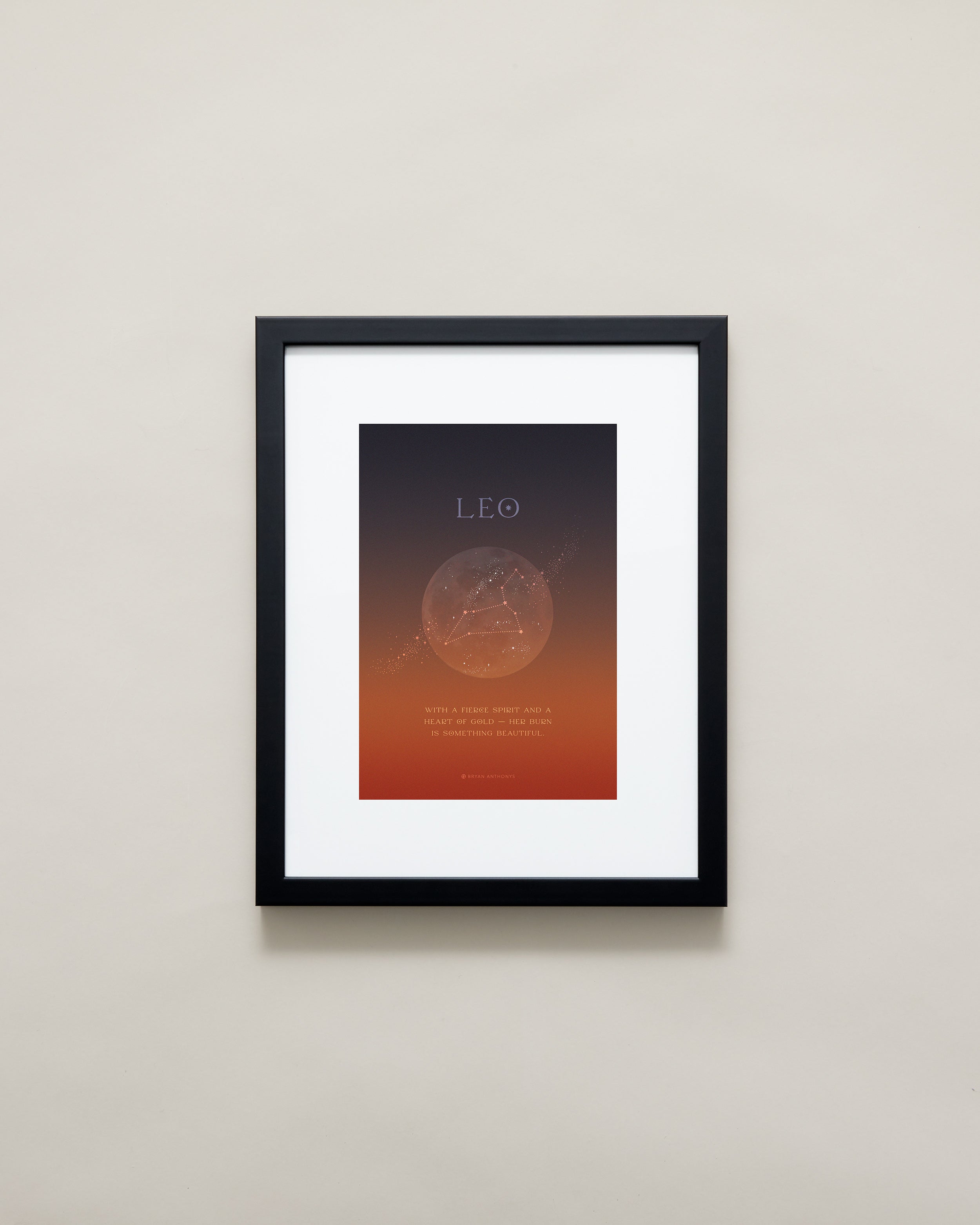 Bryan Anthonys Home Decor Leo Zodiac Framed Print Moon Graphic Print Black Frame 11x14
