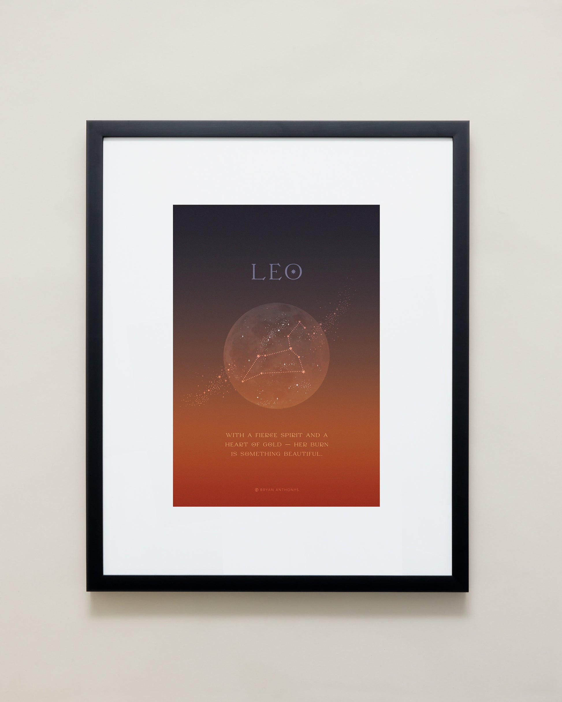 Bryan Anthonys Home Decor Leo Zodiac Framed Print Moon Graphic Print Black Frame 16x20