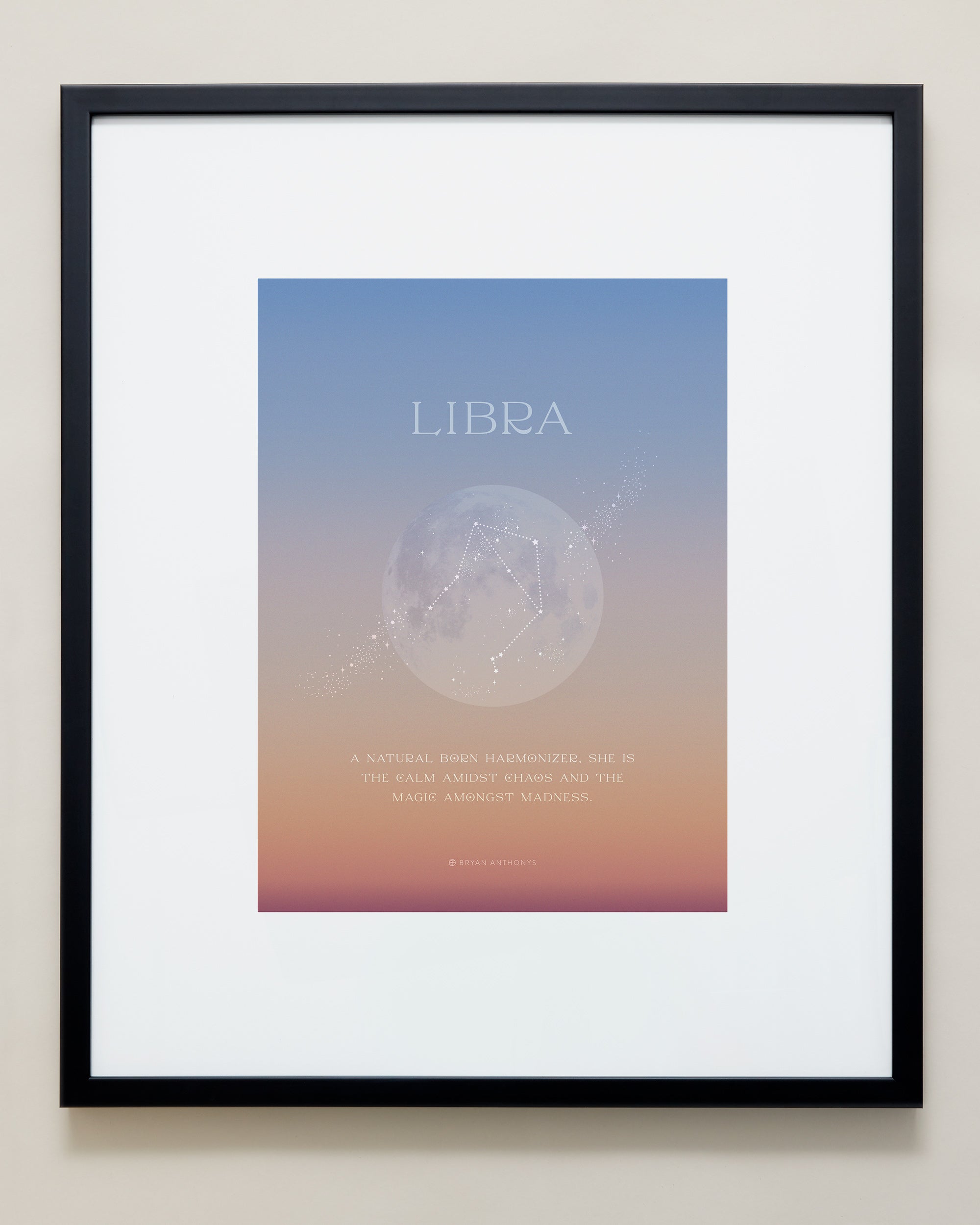Bryan Anthonys Libra Zodiac Moon Graphic Framed Print Black Frame 20x24