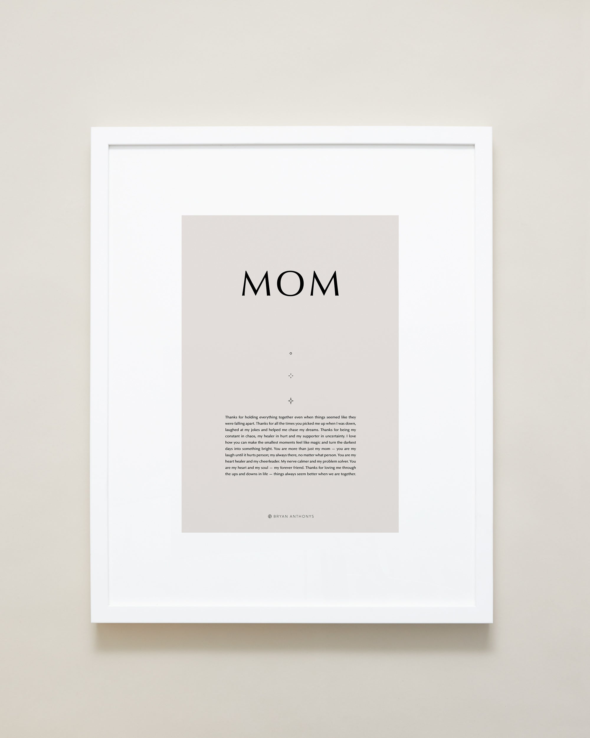 Bryan Anthonys Purposeful Prints Home Decor Mom Iconic Framed Print Tan Art With White Frame 16x20