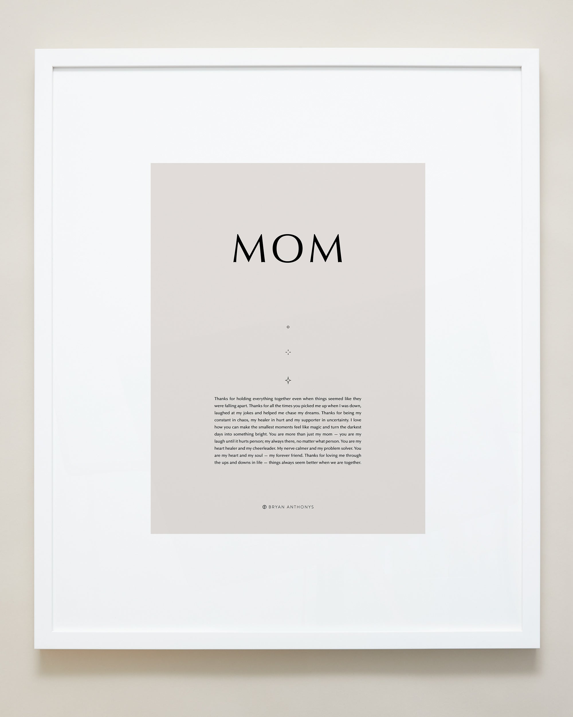 Bryan Anthonys Purposeful Prints Home Decor Mom Iconic Framed Print Tan Art With White Frame 20x24
