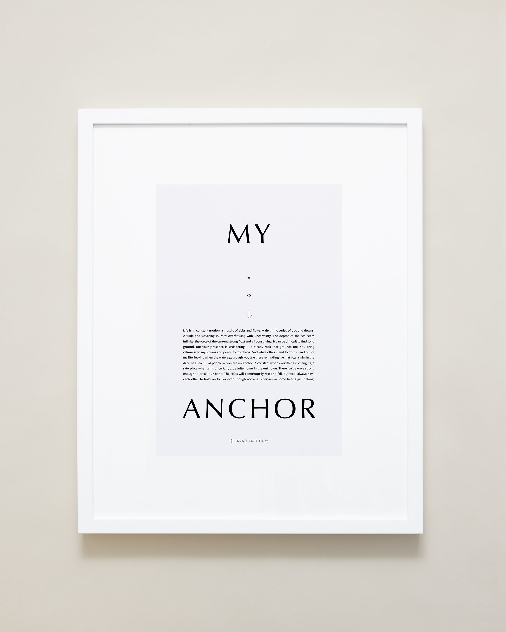 Bryan Anthonys Home Decor Purposeful Prints My Anchor Iconic Framed Print Gray Art With White Frame 16x20