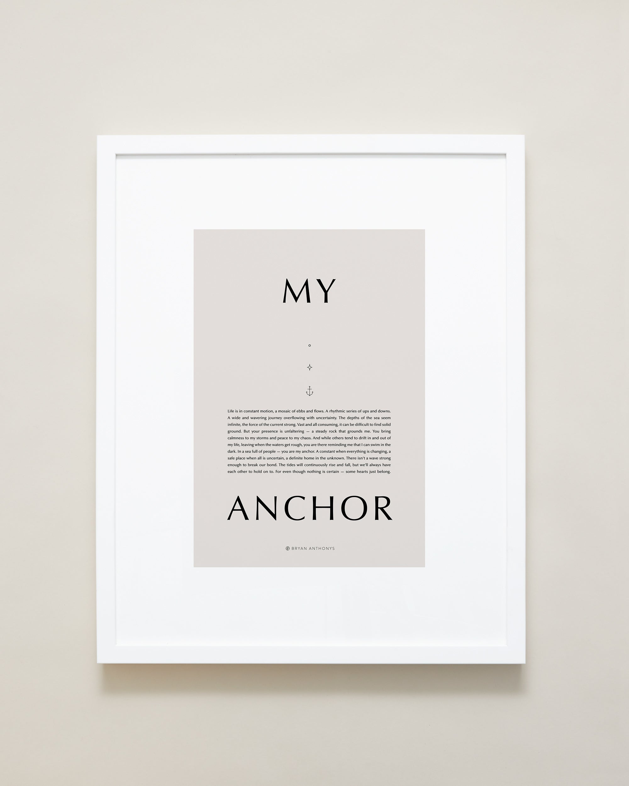 Bryan Anthonys Home Decor Purposeful Prints My Anchor Iconic Framed Print Tan Art With White Frame 16x20