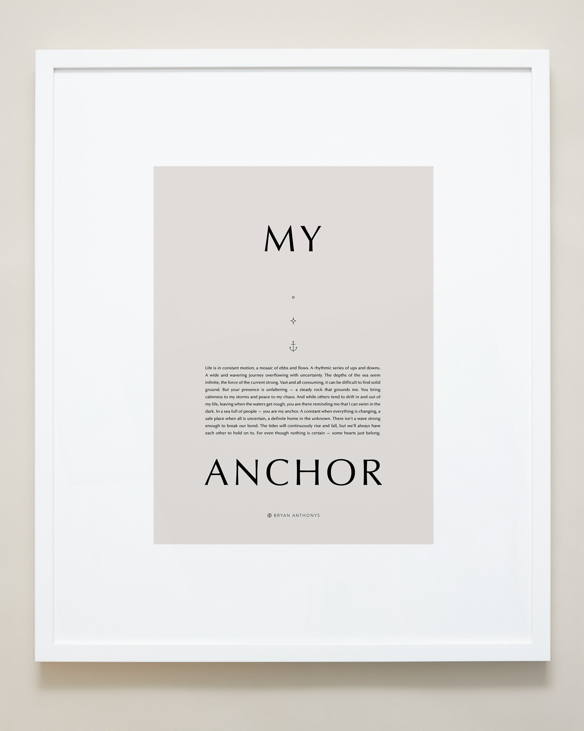 Bryan Anthonys Home Decor Purposeful Prints My Anchor Iconic Framed Print Tan Art With White Frame 20x24