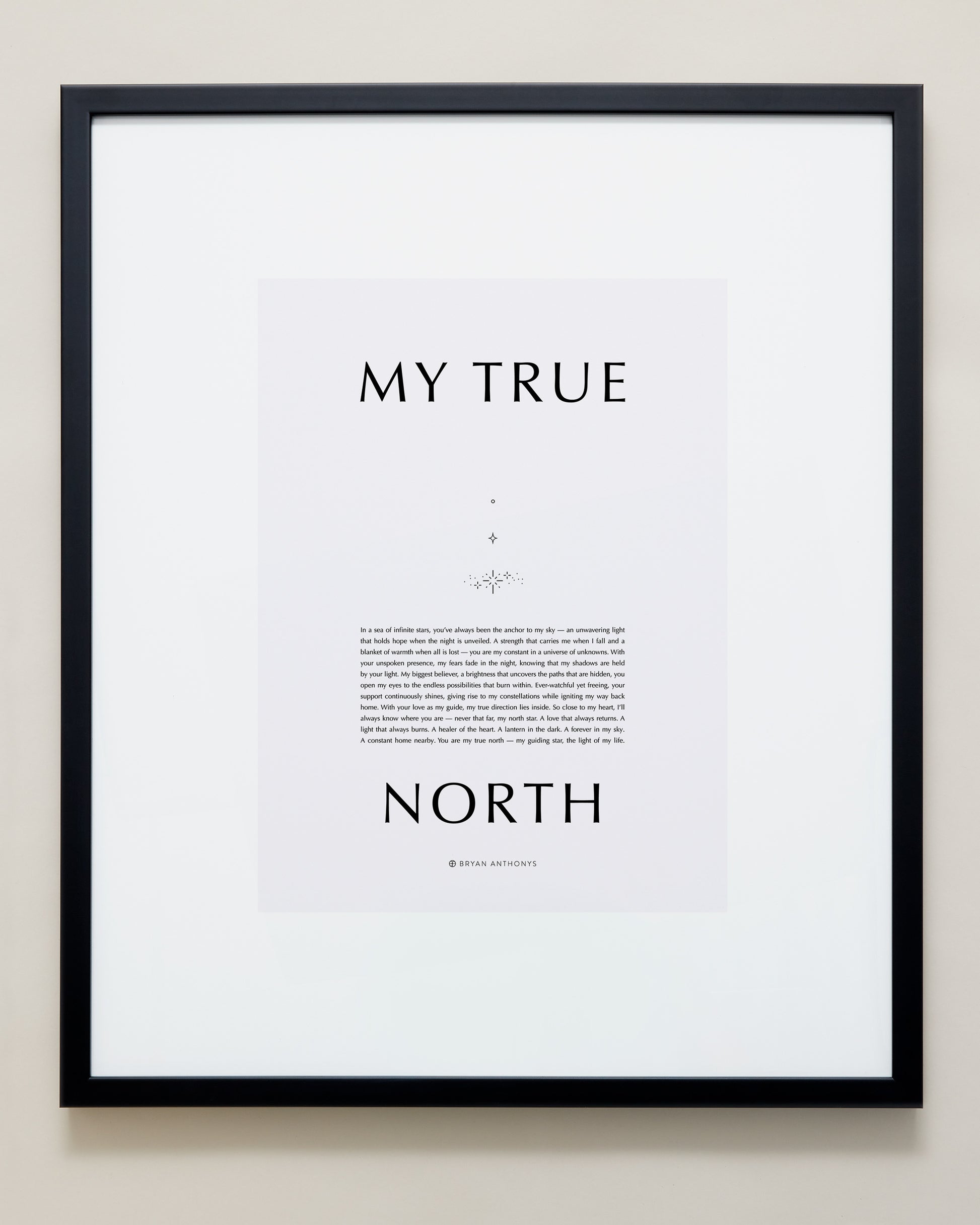 Bryan Anthonys Home Decor My True North Framed Print 20x24 Black with Gray