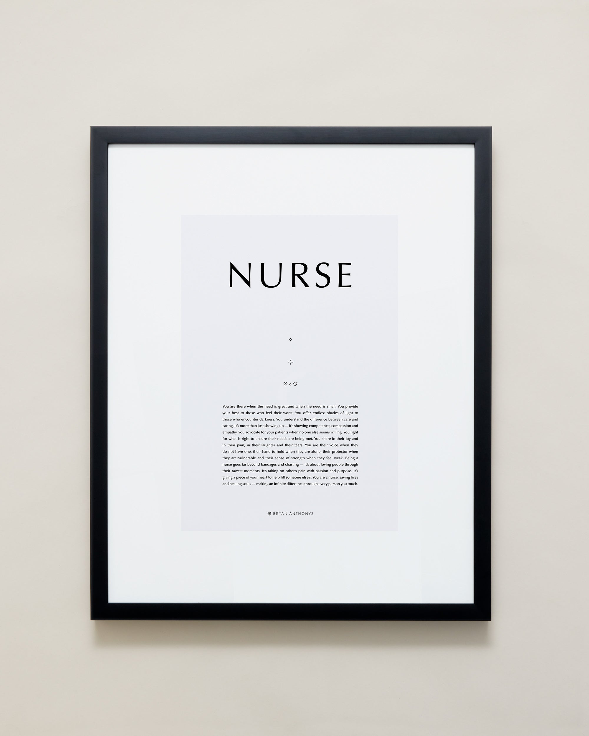 Bryan Anthonys Home Decor Purposeful Prints Nurse Iconic Framed Print Gray Art With Black Frame 16x20