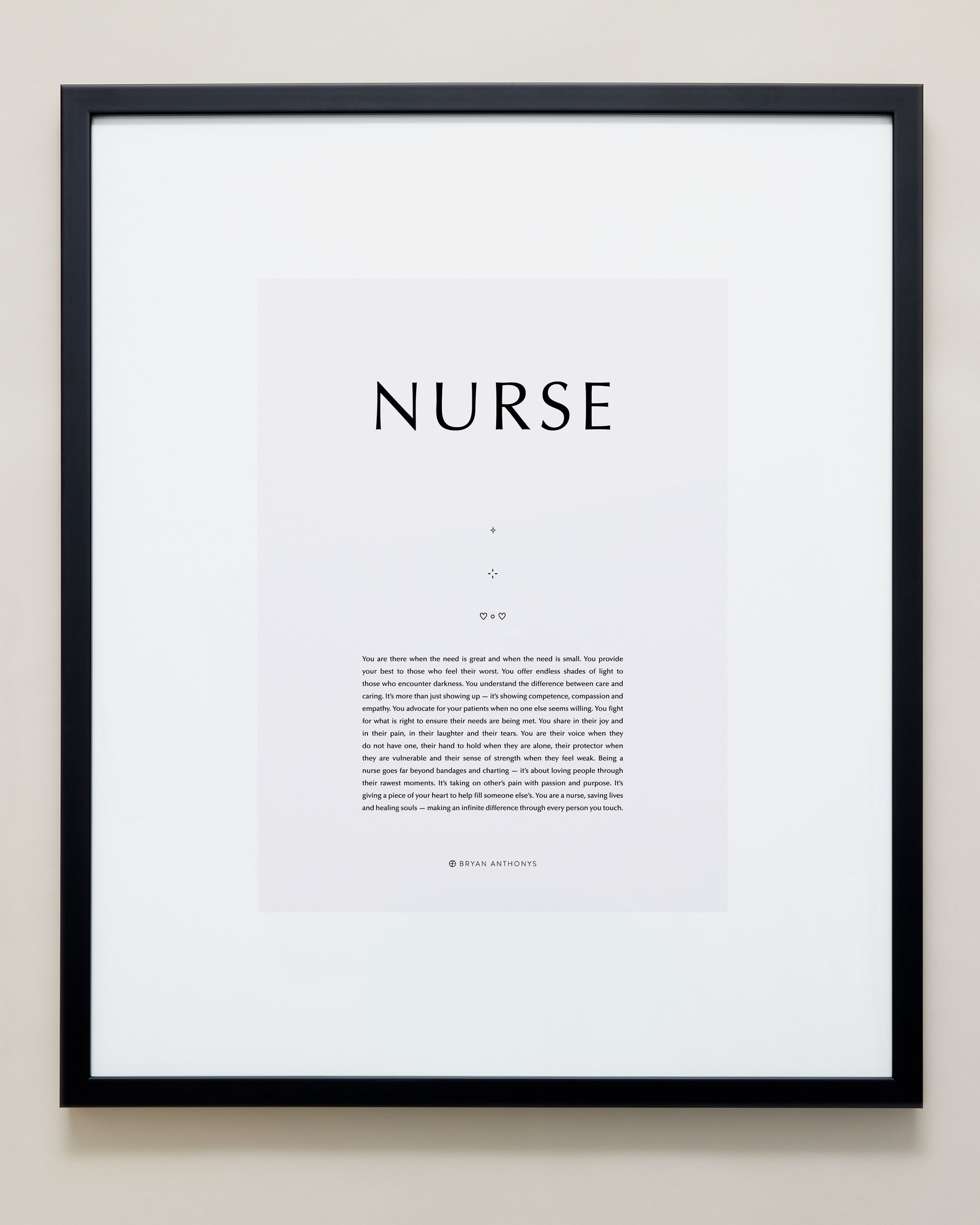 Bryan Anthonys Home Decor Purposeful Prints Nurse Iconic Framed Print Gray Art With Black Frame 20x24