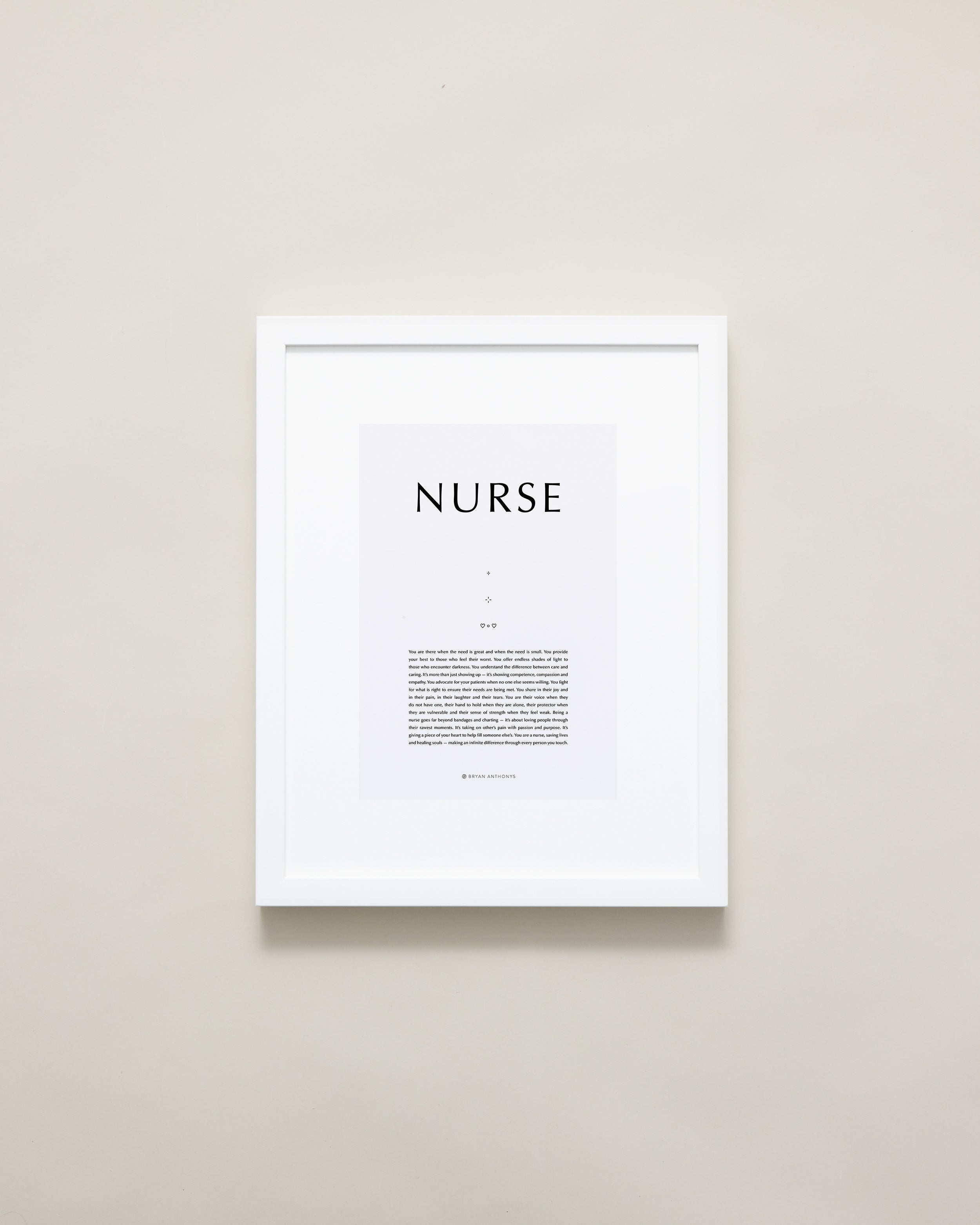 Bryan Anthonys Home Decor Purposeful Prints Nurse Iconic Framed Print Gray Art With White Frame 11x14