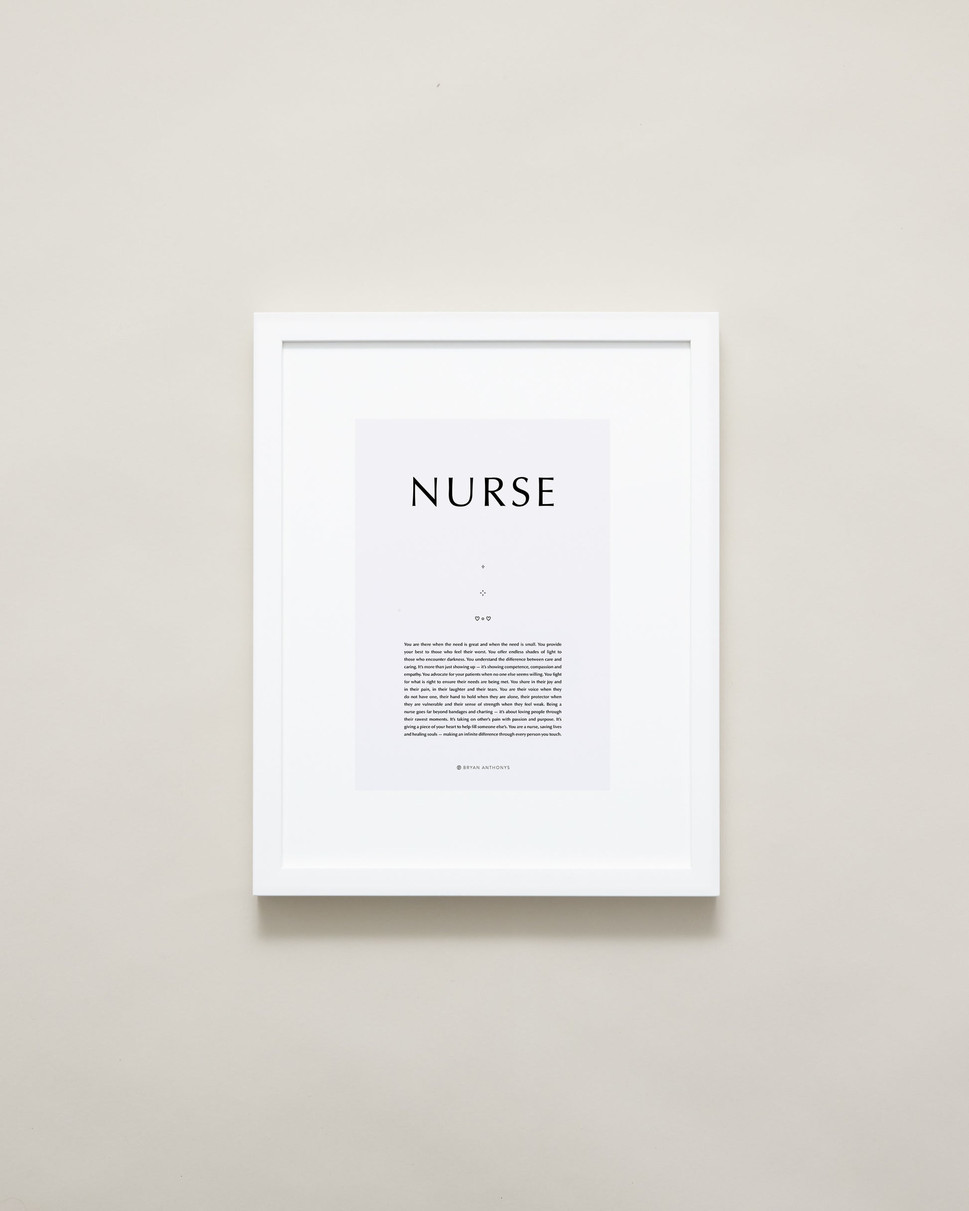 Bryan Anthonys Home Decor Purposeful Prints Nurse Iconic Framed Print Gray Art With White Frame 11x14